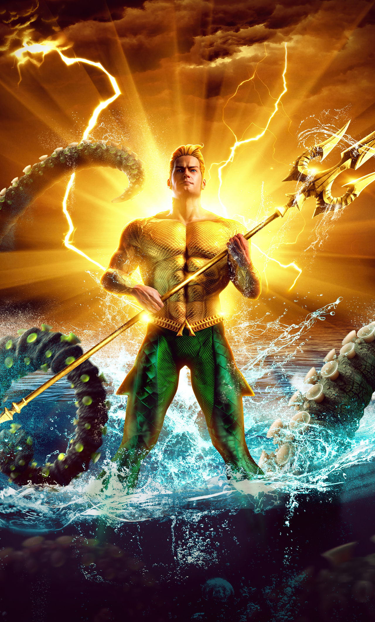 1280x2120 Aquaman Comic Golden Poster 4k iPhone 6+ HD 4k Wallpapers, Images, Backgrounds, Photos and Pictures