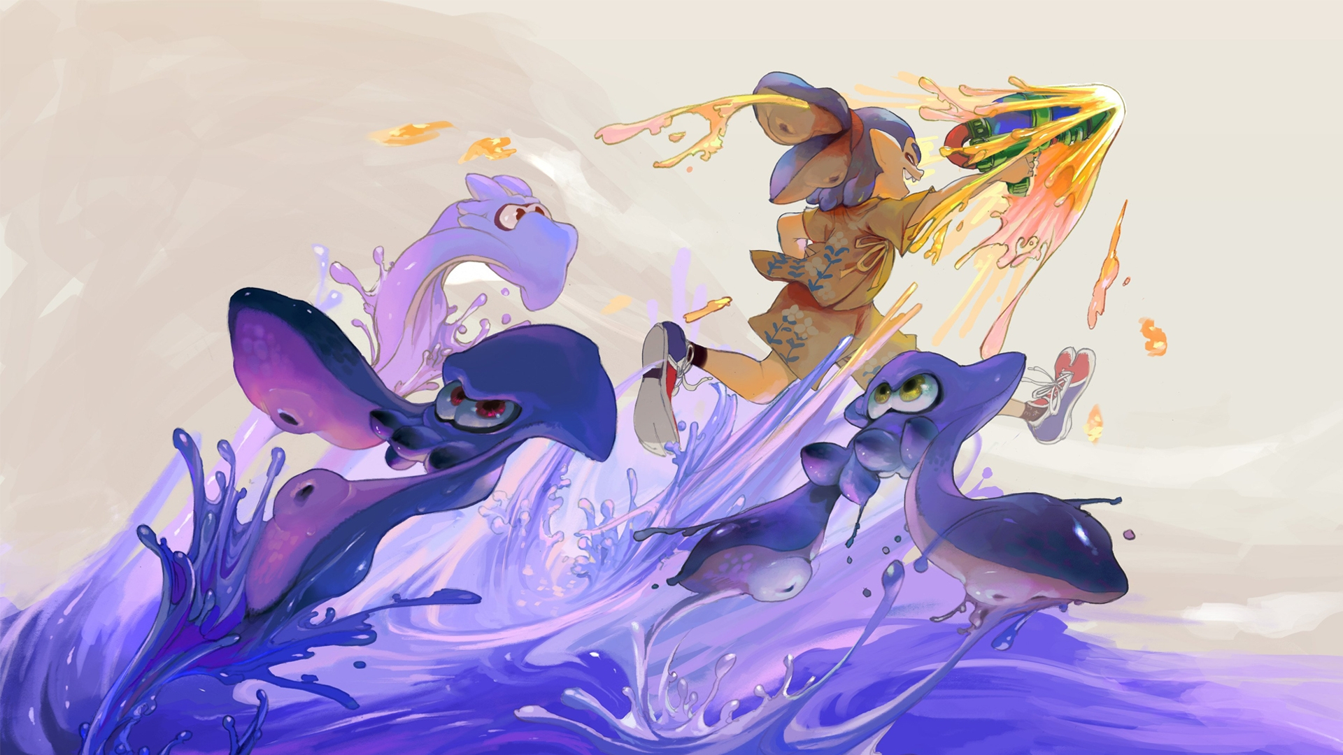 1920x1080 Download 2560x1440 Splatoon, Creatures, Running, Console Games Wallpapers for iMac 27 inch