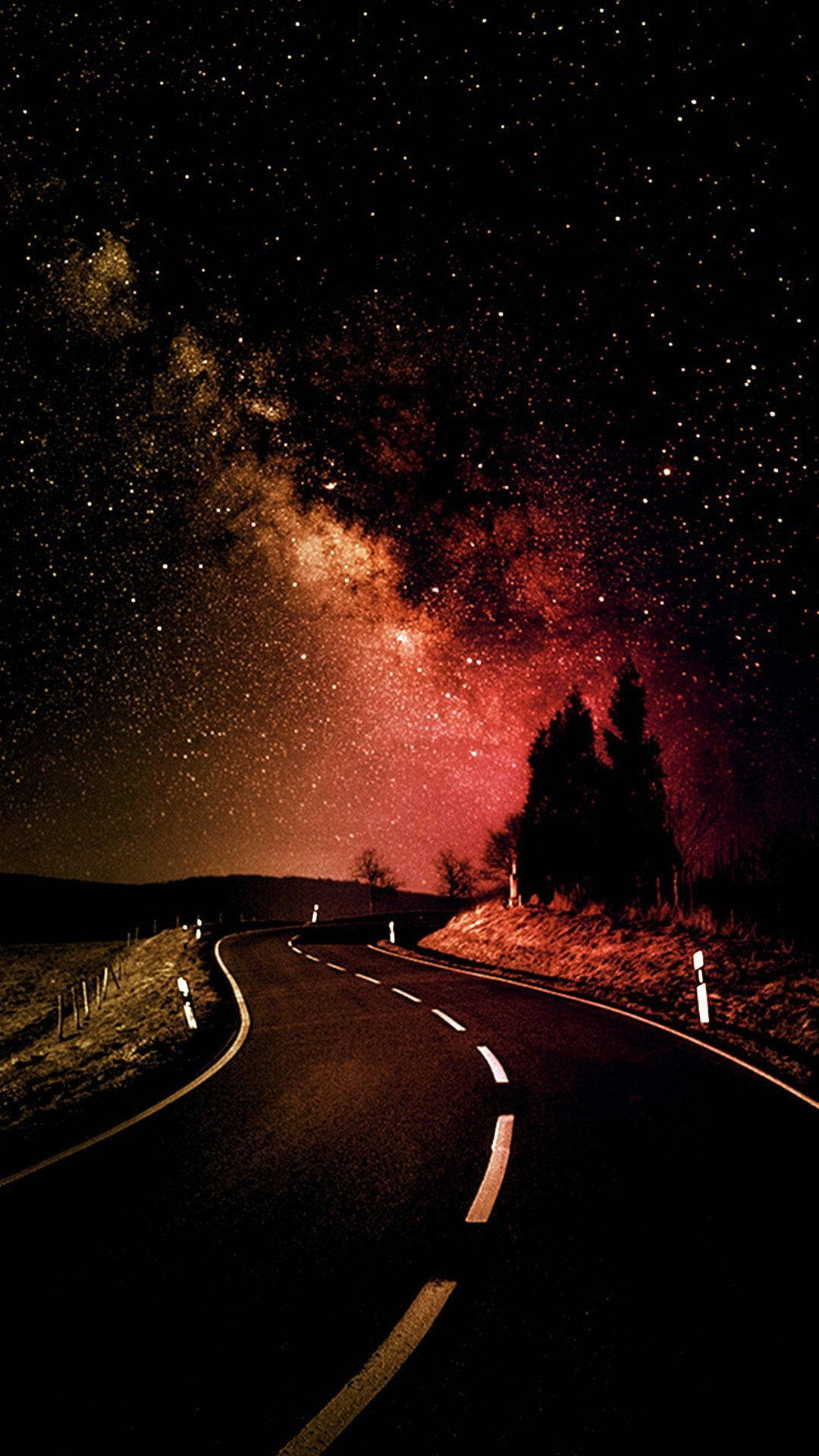 1080x1920 Download Hd Road Under The Pink Galaxy Wallpaper