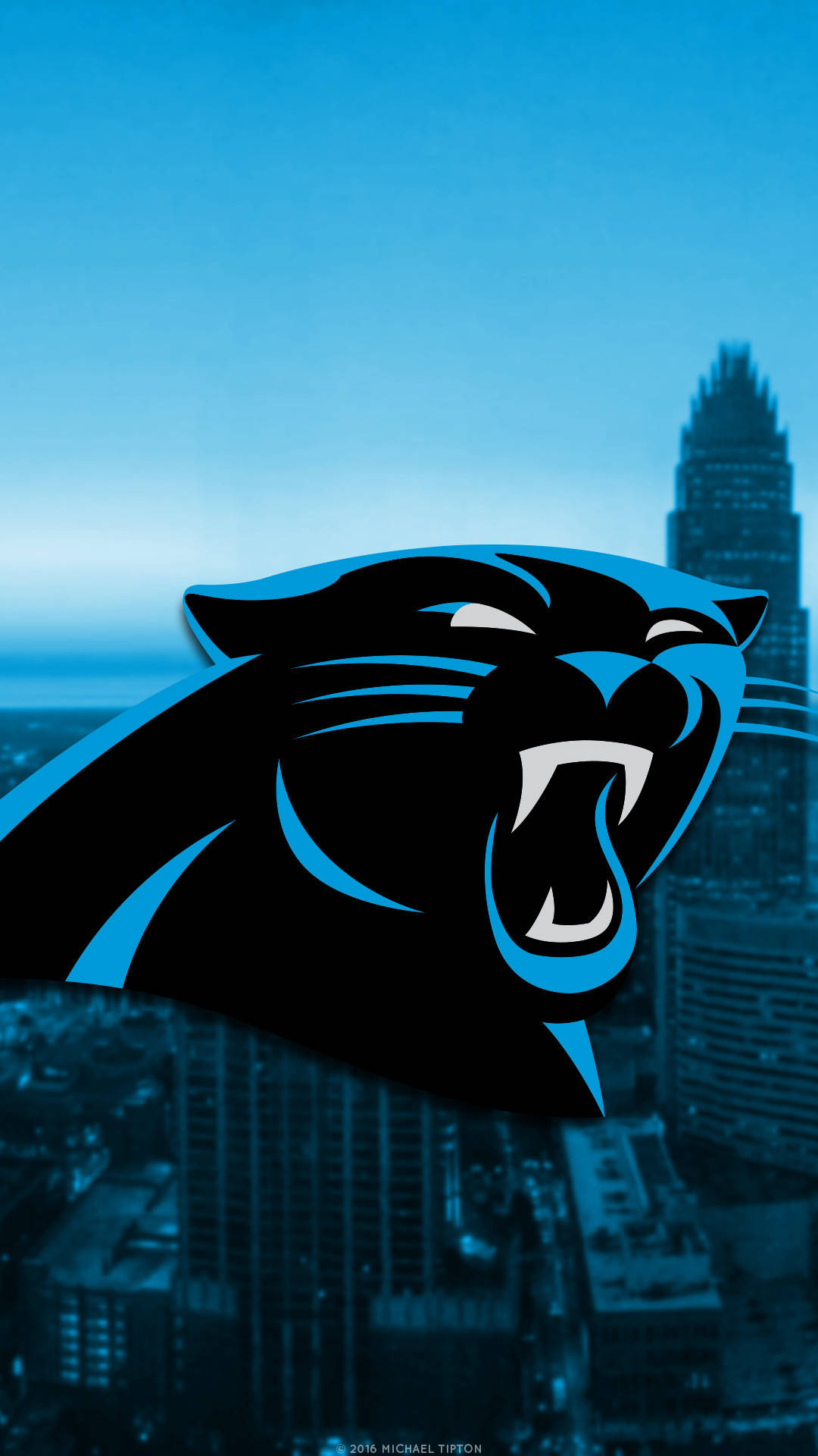 1080x1920 Download Carolina Panthers Logo On City Background Wallpaper | Wallpapers .com