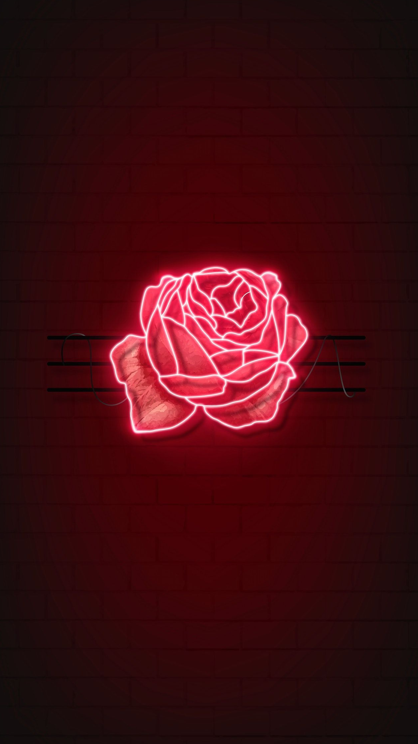 1400x2488 Red neon rose