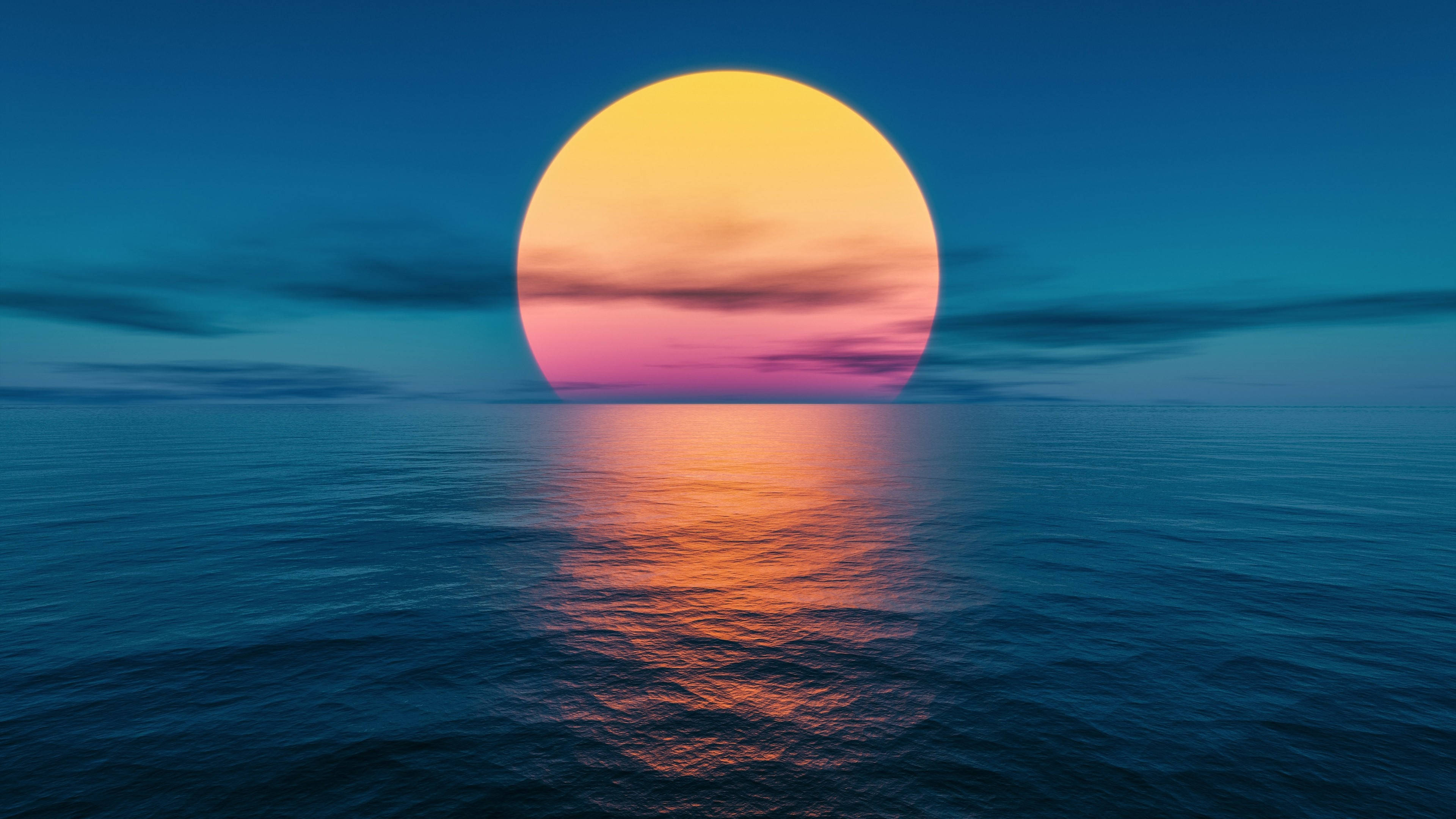 3840x2160 Download Dark Ocean Sunset Wallpaper