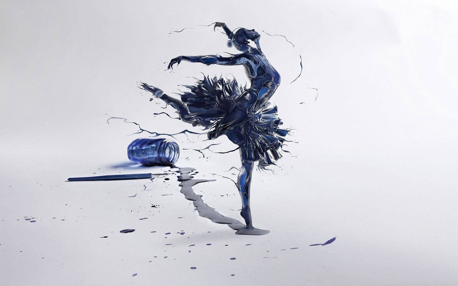 1920x1200 Download Ballet Dancer Blue Ink Art Wallpaper