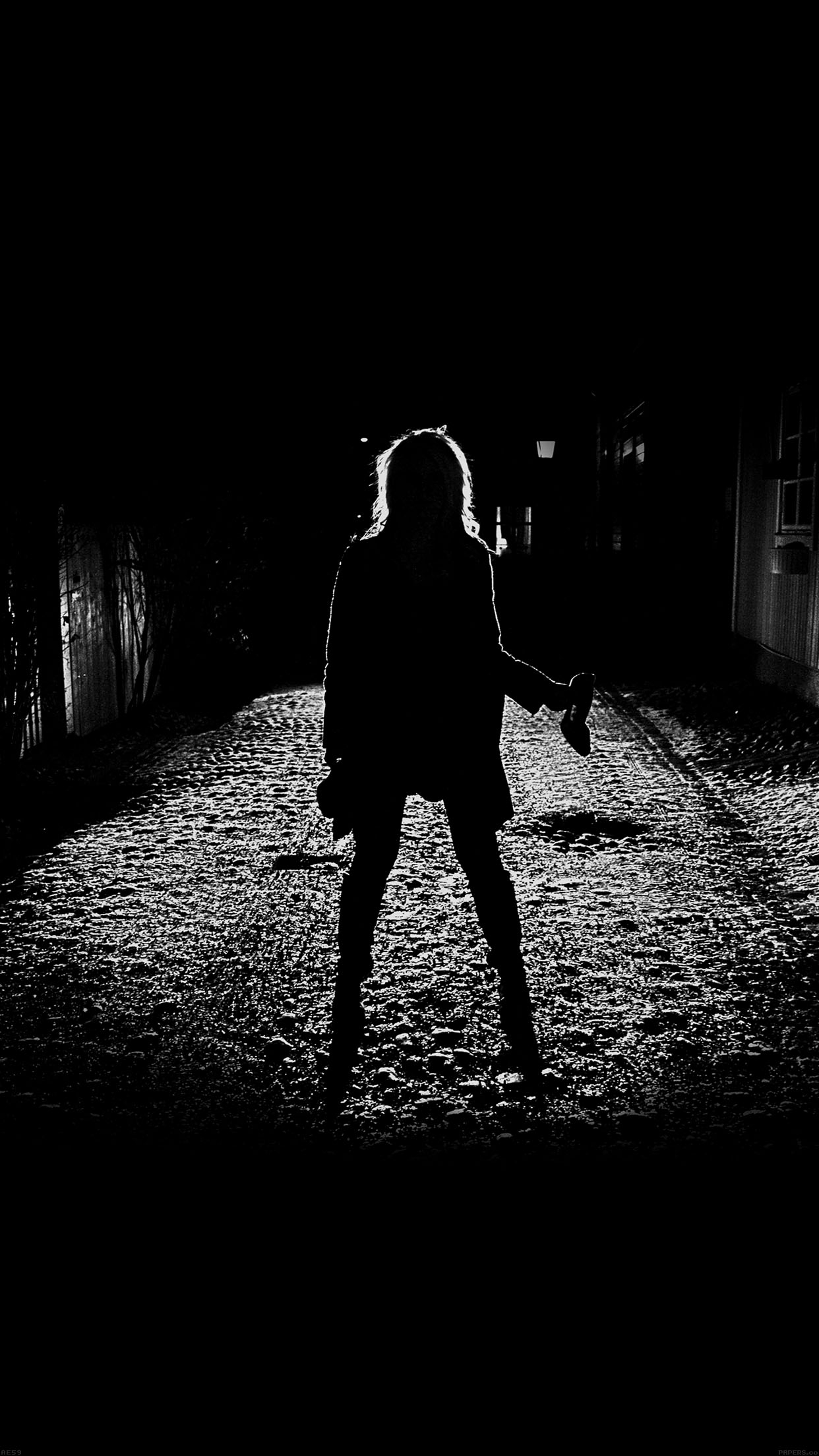 1242x2208 | iPhone11 wallpaper | ae59-girl-silhouette-dark-street- scary-maybe