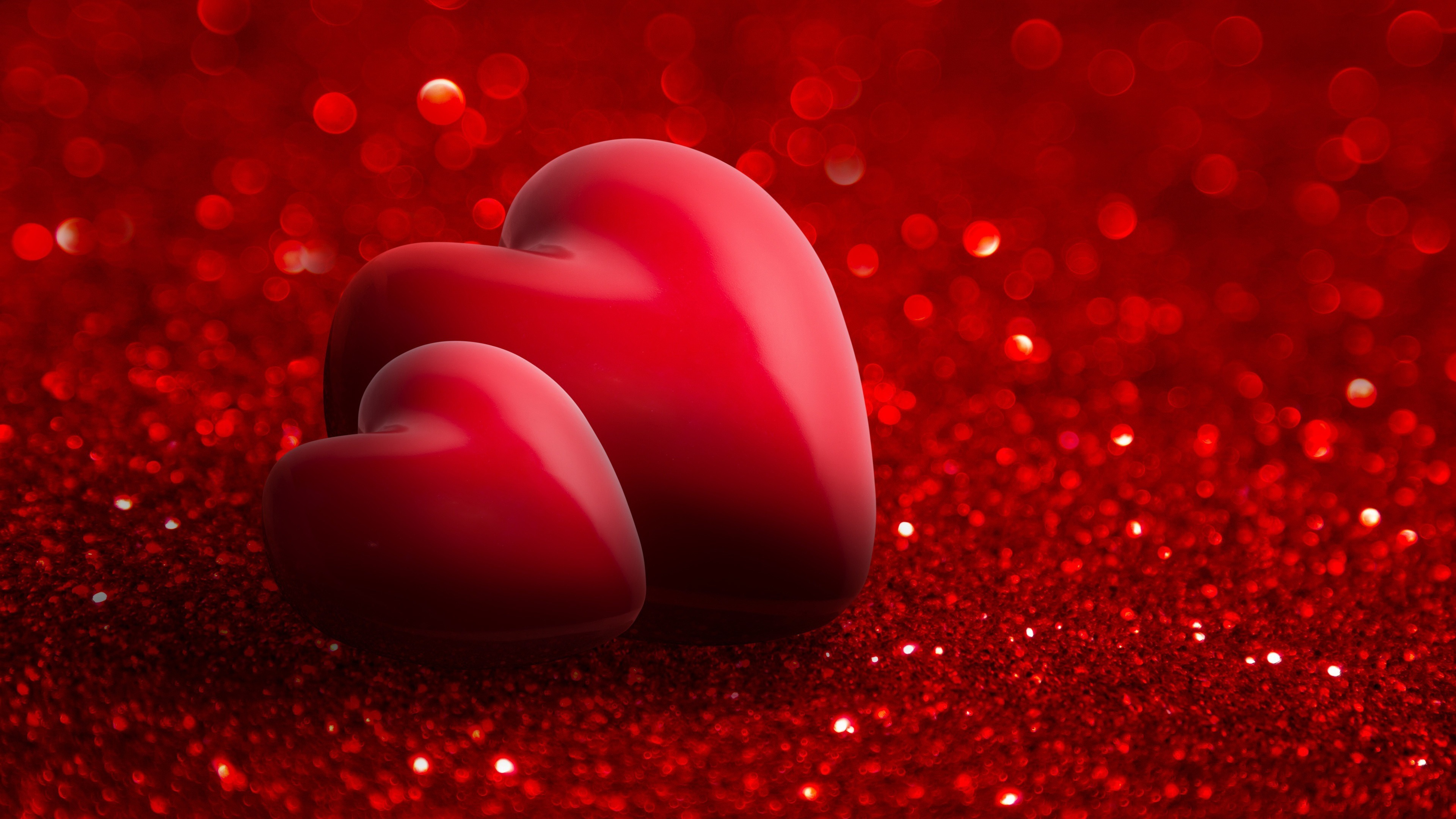 3840x2160 Red Romantic Love Heart HD Background for Desktop 4K