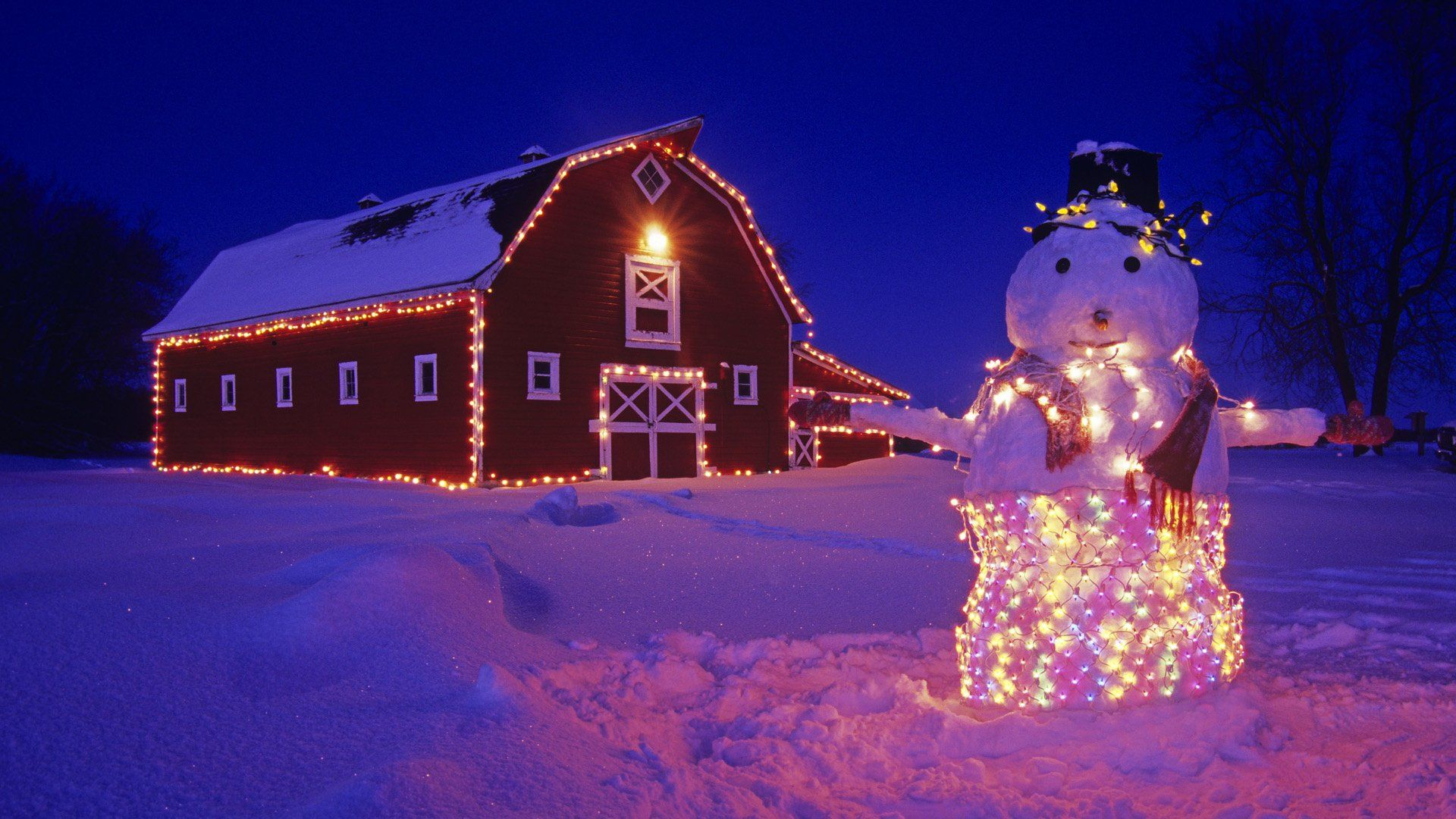 1920x1080 Holiday Christmas Snowman Christmas Lights Barn Night Snow Winter Wall&acirc;&#128;&brvbar; | Christmas wallpaper hd, Decorating with christmas lights, Christmas wallpaper backgrounds