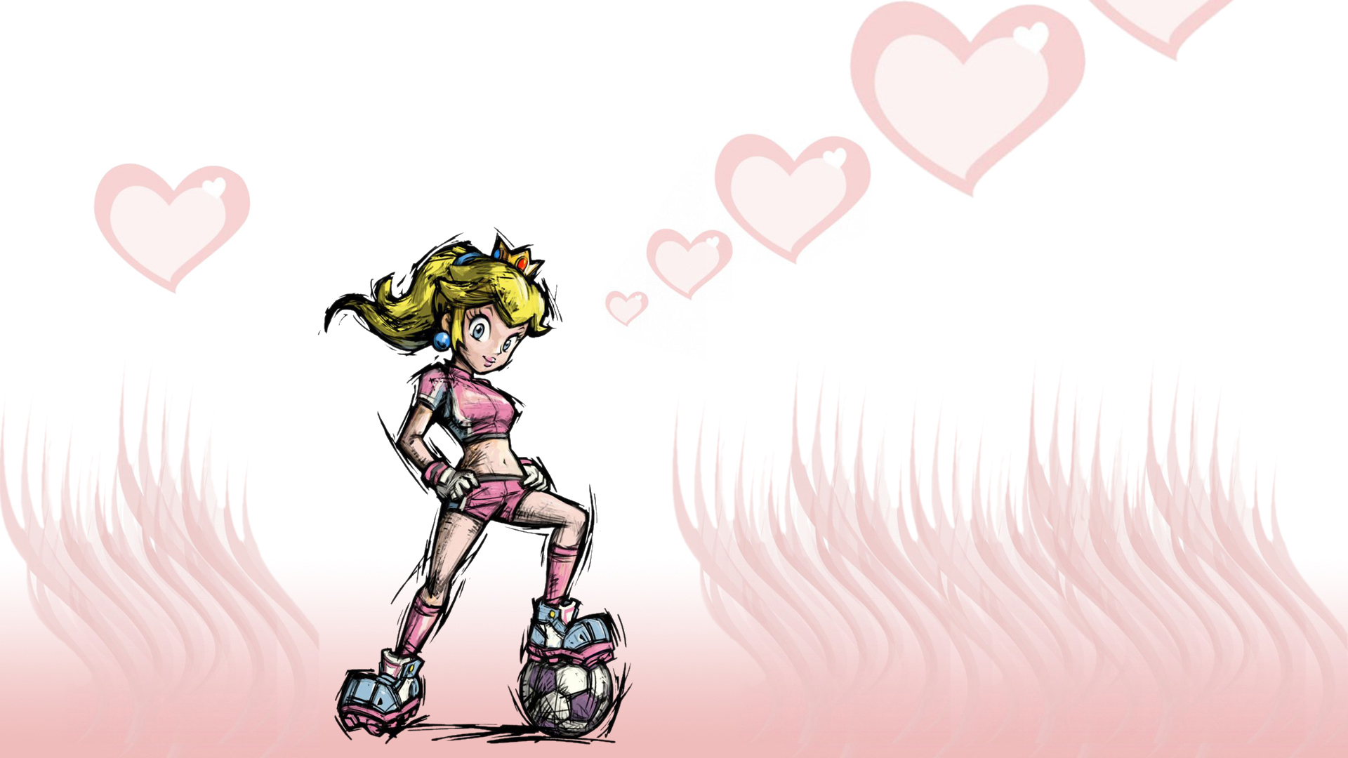 1920x1080 Mario Princess Peach Heart Drawing Pink HD wallpaper | games | Wallpaper Better
