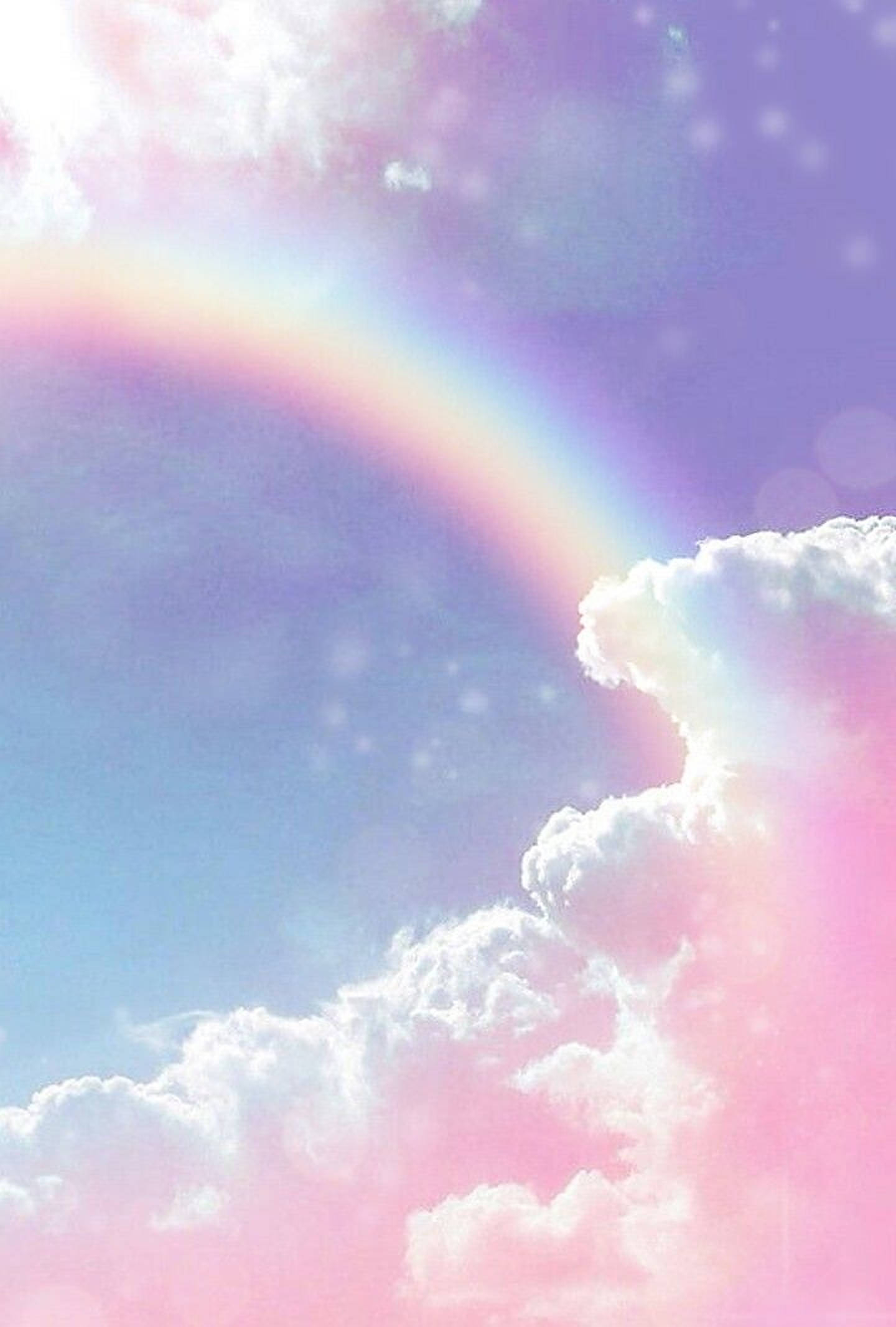 1440x2132 Download Pastel Rainbow With Clouds Wallpaper