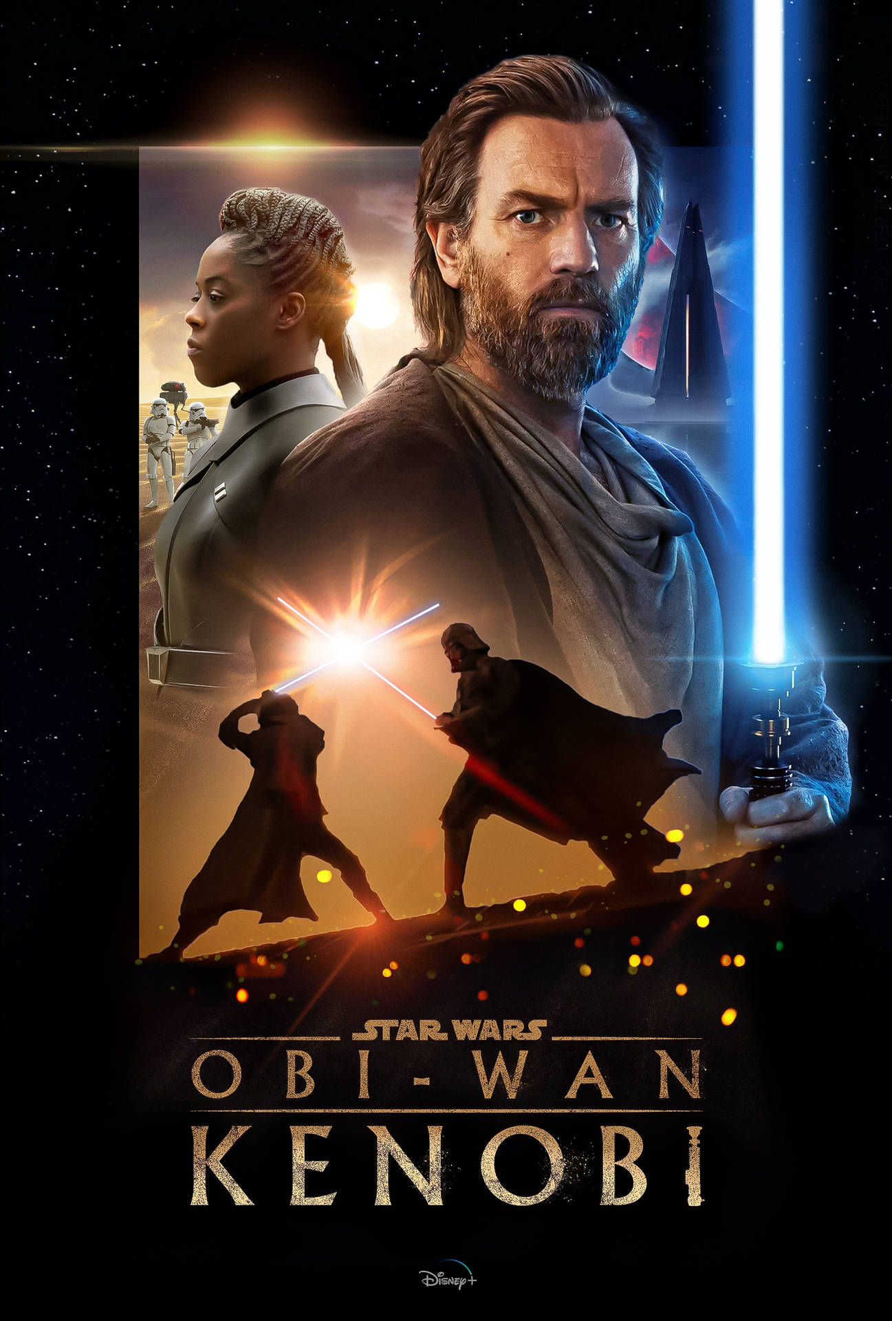 1297x1920 Download Obi Wan Kenobi Various Scenes Poster Wallpaper