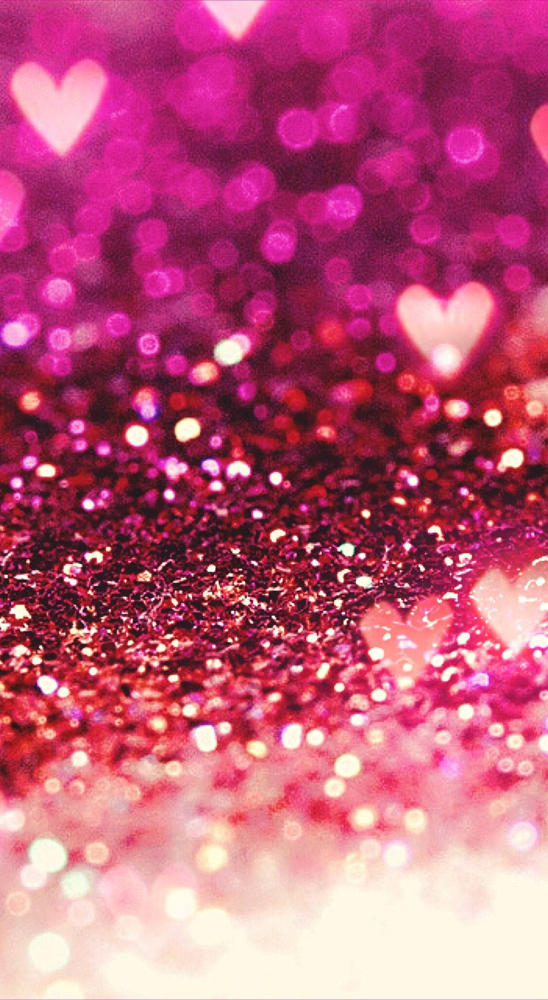 1122x2048 Download Pink Glitter With Hot Pink Hearts Wallpaper