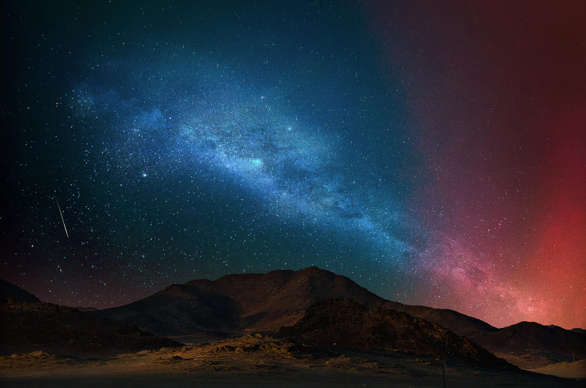 2048x1356 photo editing How can I capture an image like the stars over a landscape as in the Ubuntu Forever wallpaper? Photography Stack Exchange