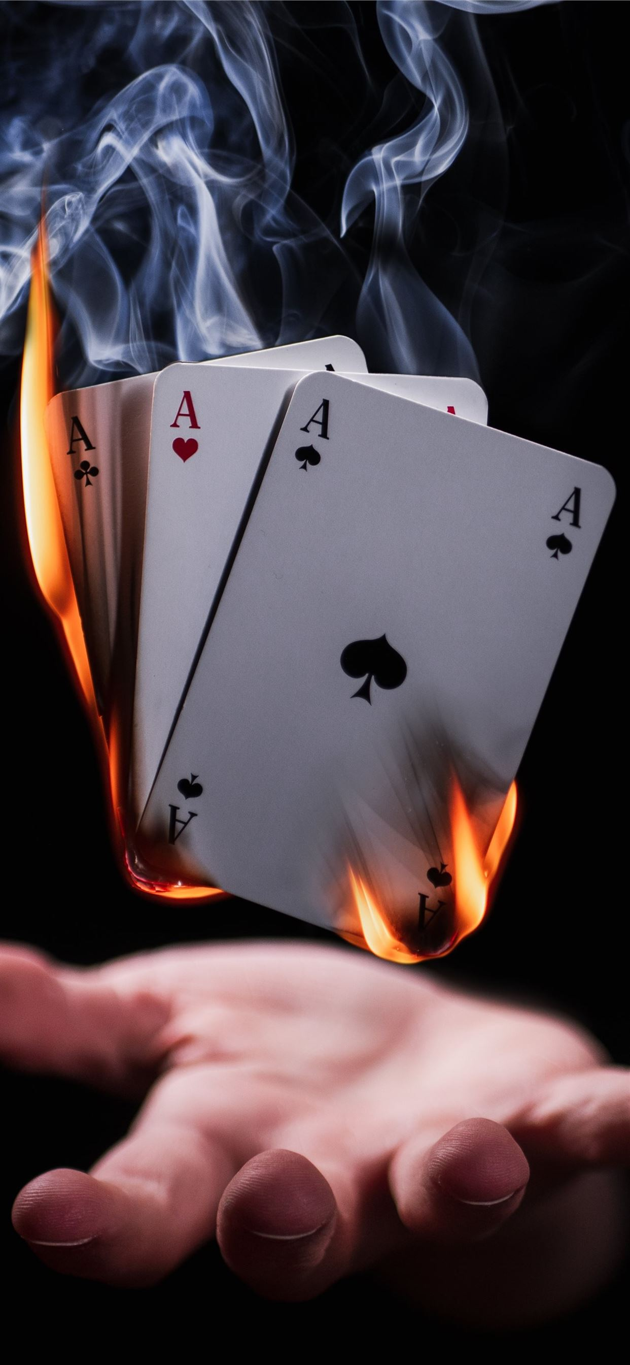 1242x2688 burning playing cards iPhone 11 Wallpapers Free Download