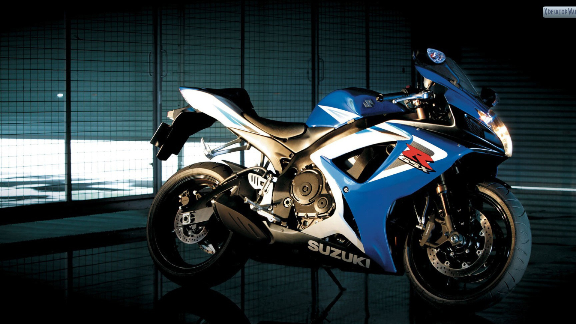 1920x1080 Suzuki GSX R750 Bike Blue Color Wallpaper