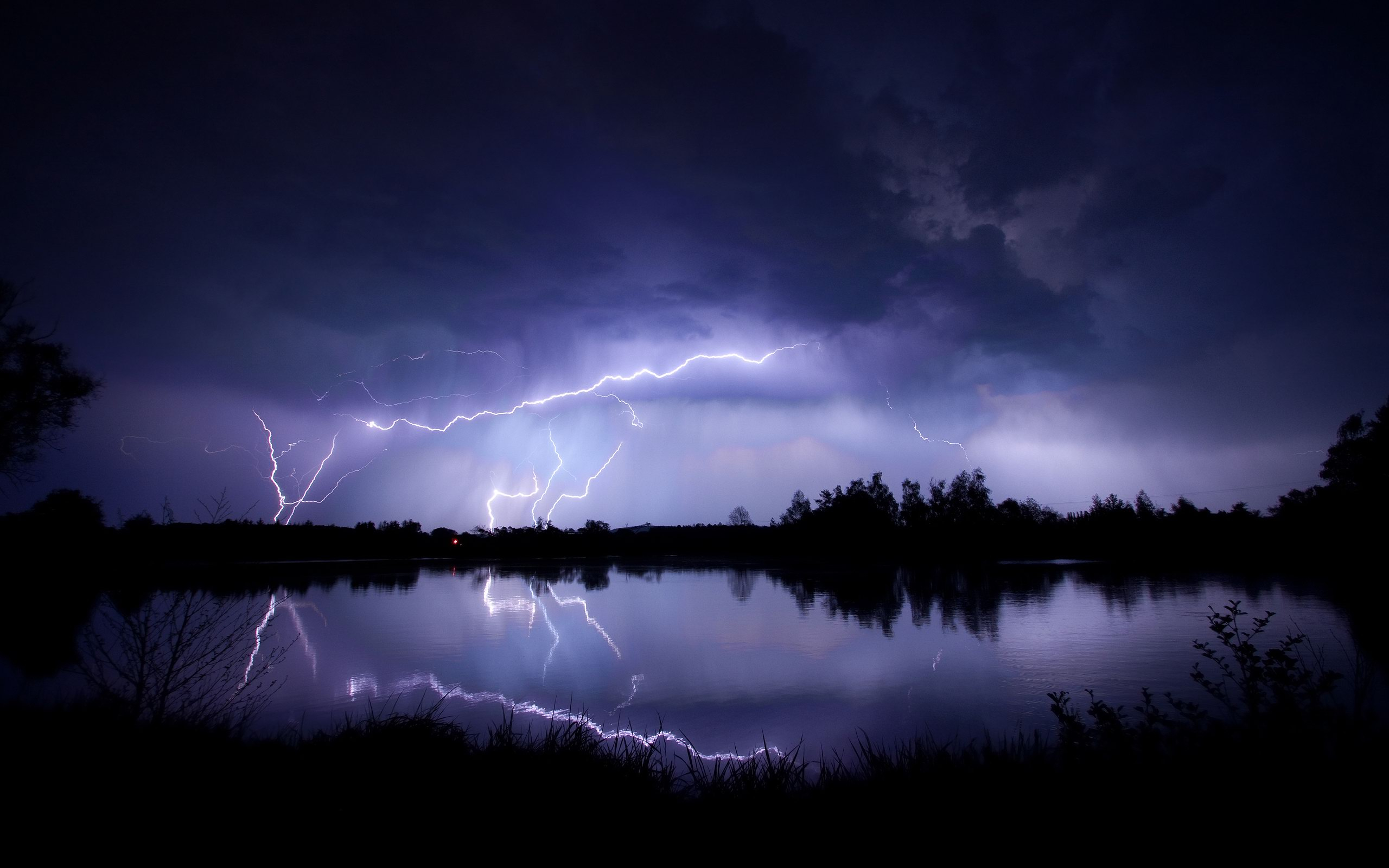 2560x1600 Landscapes nature trees forest lakes reflection lightning rain storm night water contrast bright light scenic wallpaper | | 24699 |