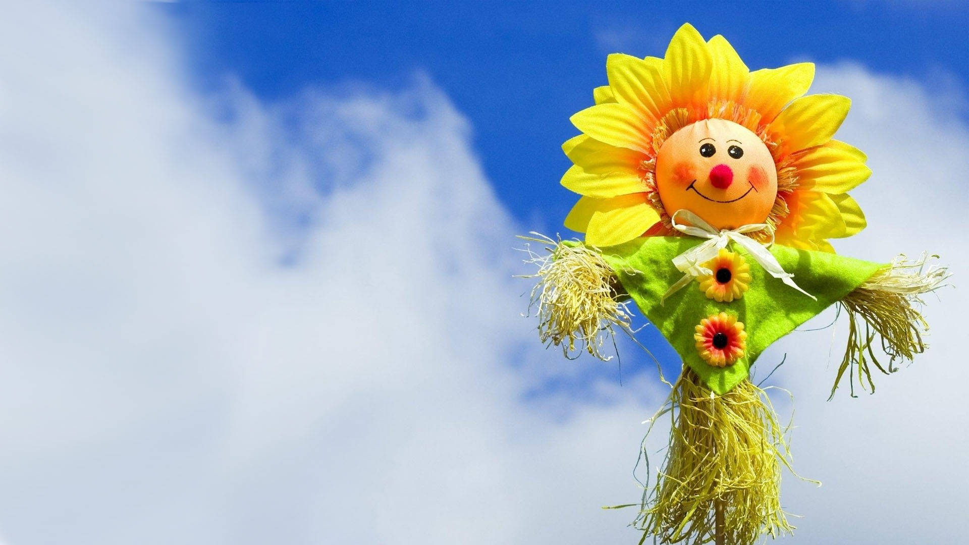 1920x1080 Download Cute Spring Flower Scarecrow Wallpaper