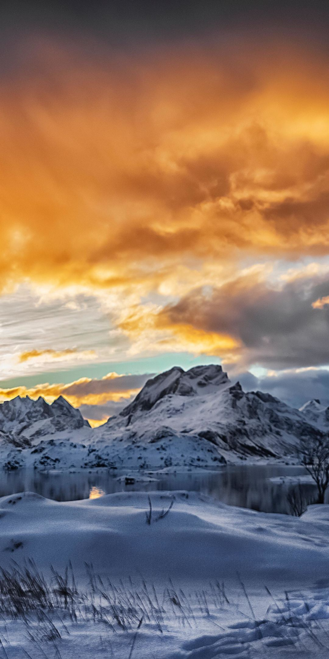 1080x2160 Sunset, snow mountains, landscape, nature, wallpaper | Snow mountain, Landscape, Nature images