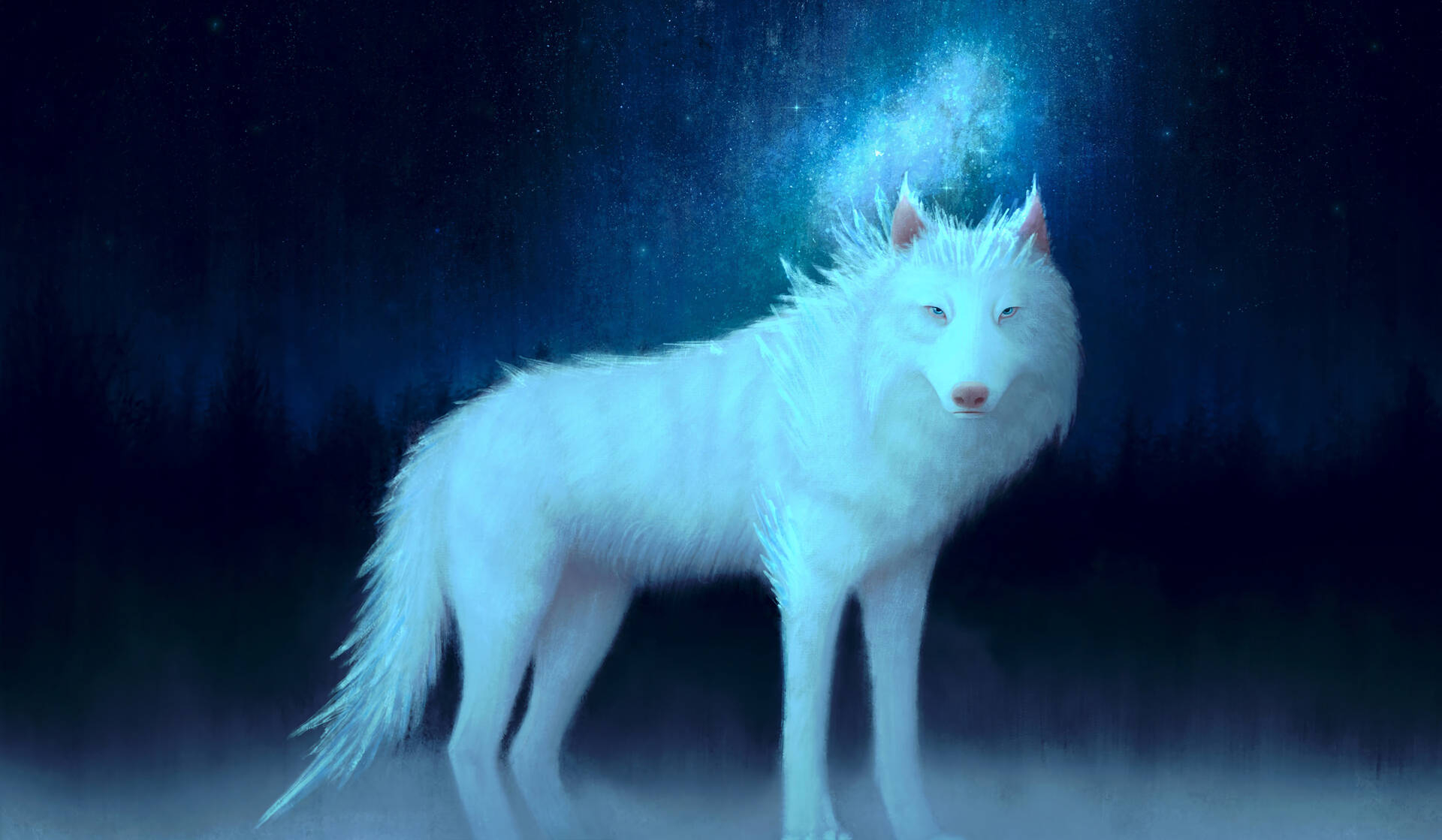 1920x1119 Download Fantasy White Wolf Art Wallpaper