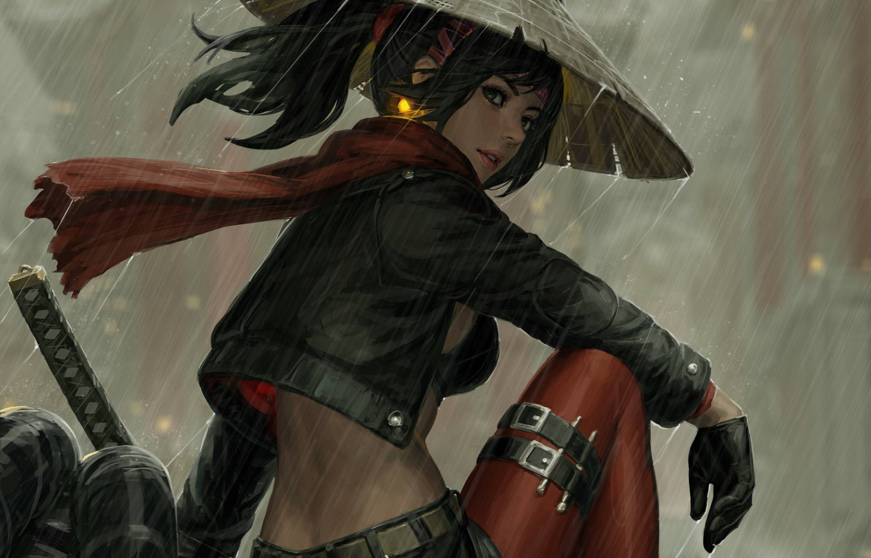 2921x1873 Download Animated Samurai Girl Wallpaper