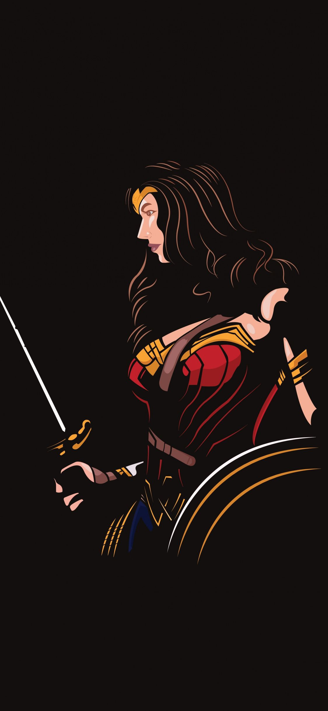 1125x2436 Wonder Woman, minimal, DC comics, superhero, art, wallpaper | Wonder woman comic, Superhero artwork, Superhero art