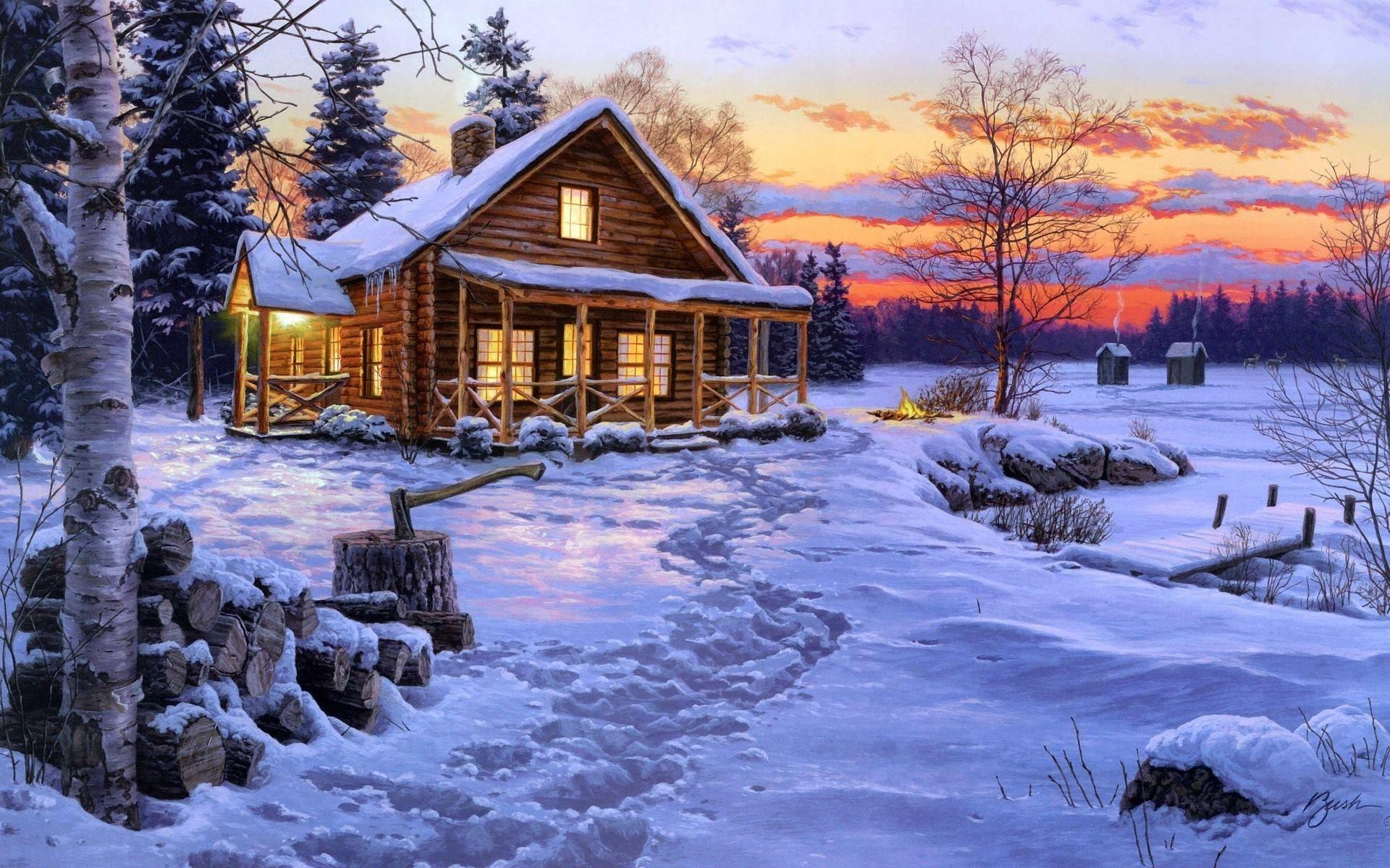 1920x1200 Christmas Cabin Wallpapers Top Free Christmas Cabin Backgrounds