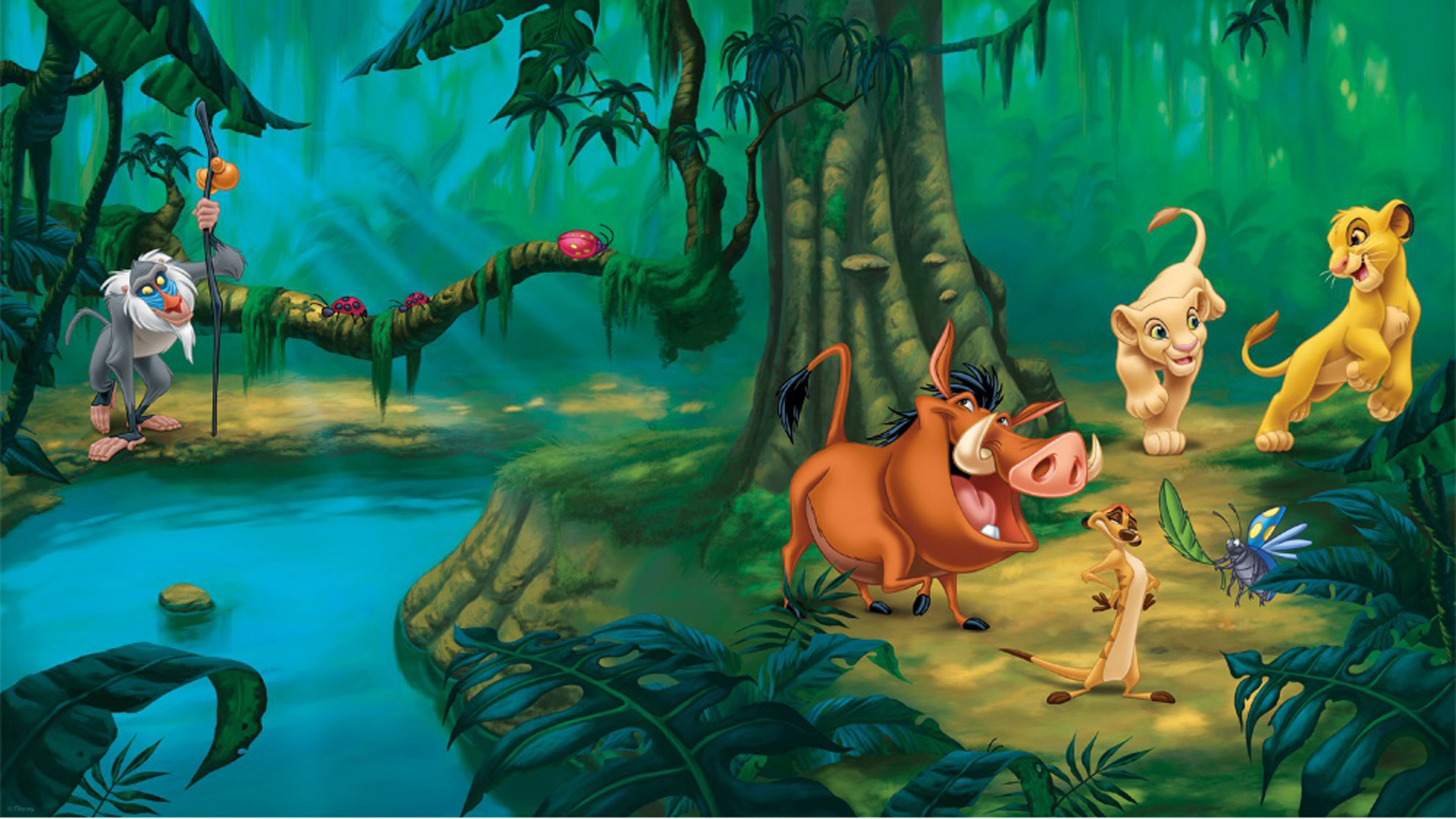 1920x1080 Rafiki Pumbaa Timon Simba And Nala Lion King Disney Wallpaper Hd :