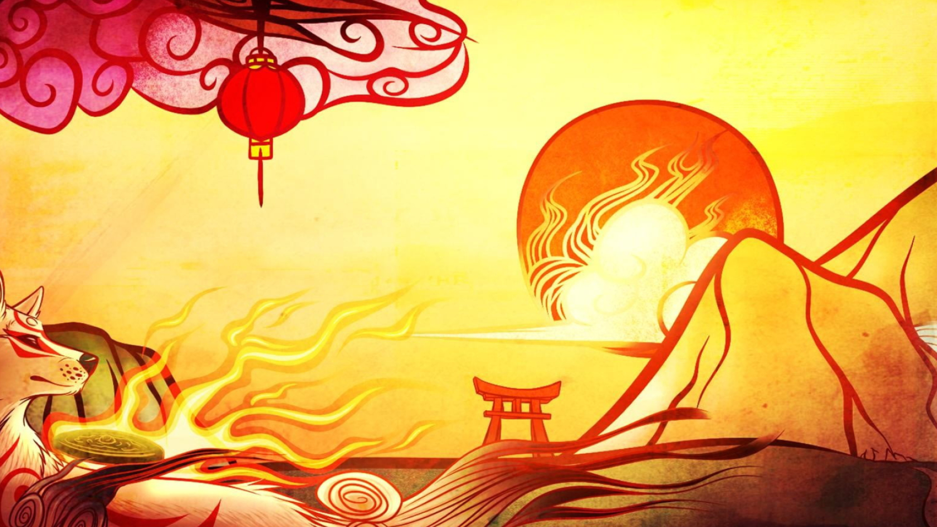 1920x1080 White and red dragon illustration, furry, Amaterasu, Okami HD wallpaper |