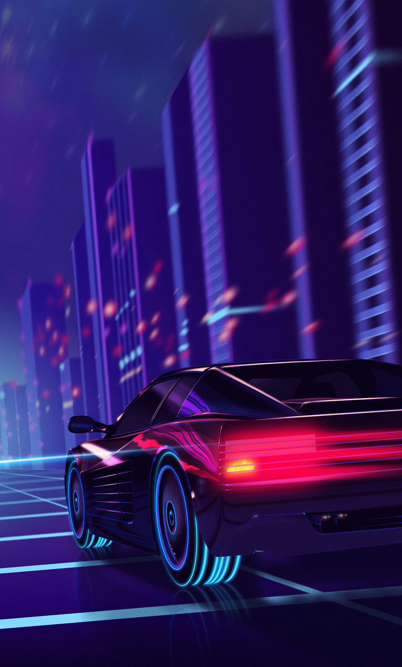 1280x2120 Cyber Car Neon City iPhone 6+ HD 4k Wallpapers, Images, Backgrounds, Photos and Pictures