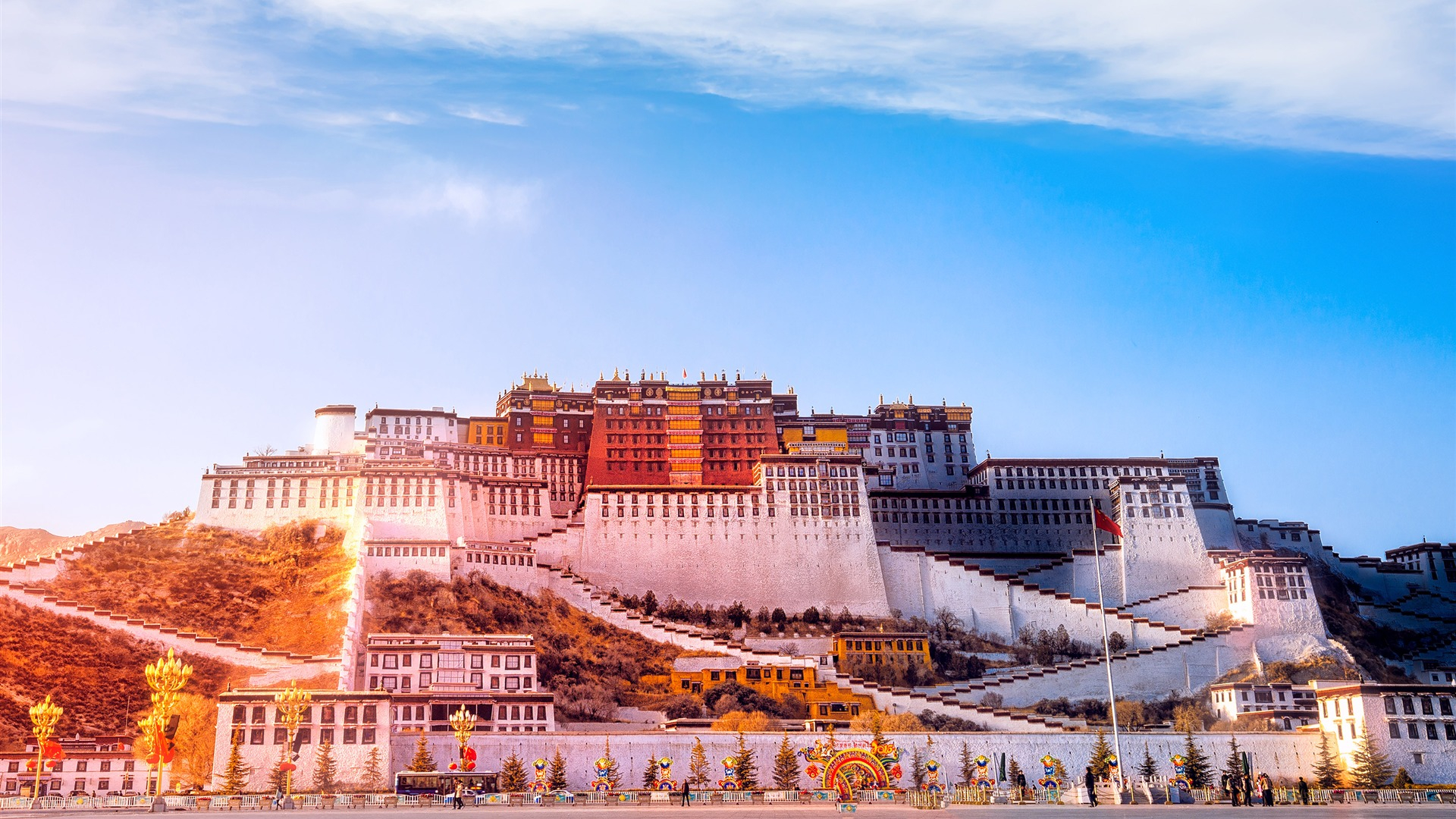 1920x1080 China Tibet Potala Palace sunset blue sky