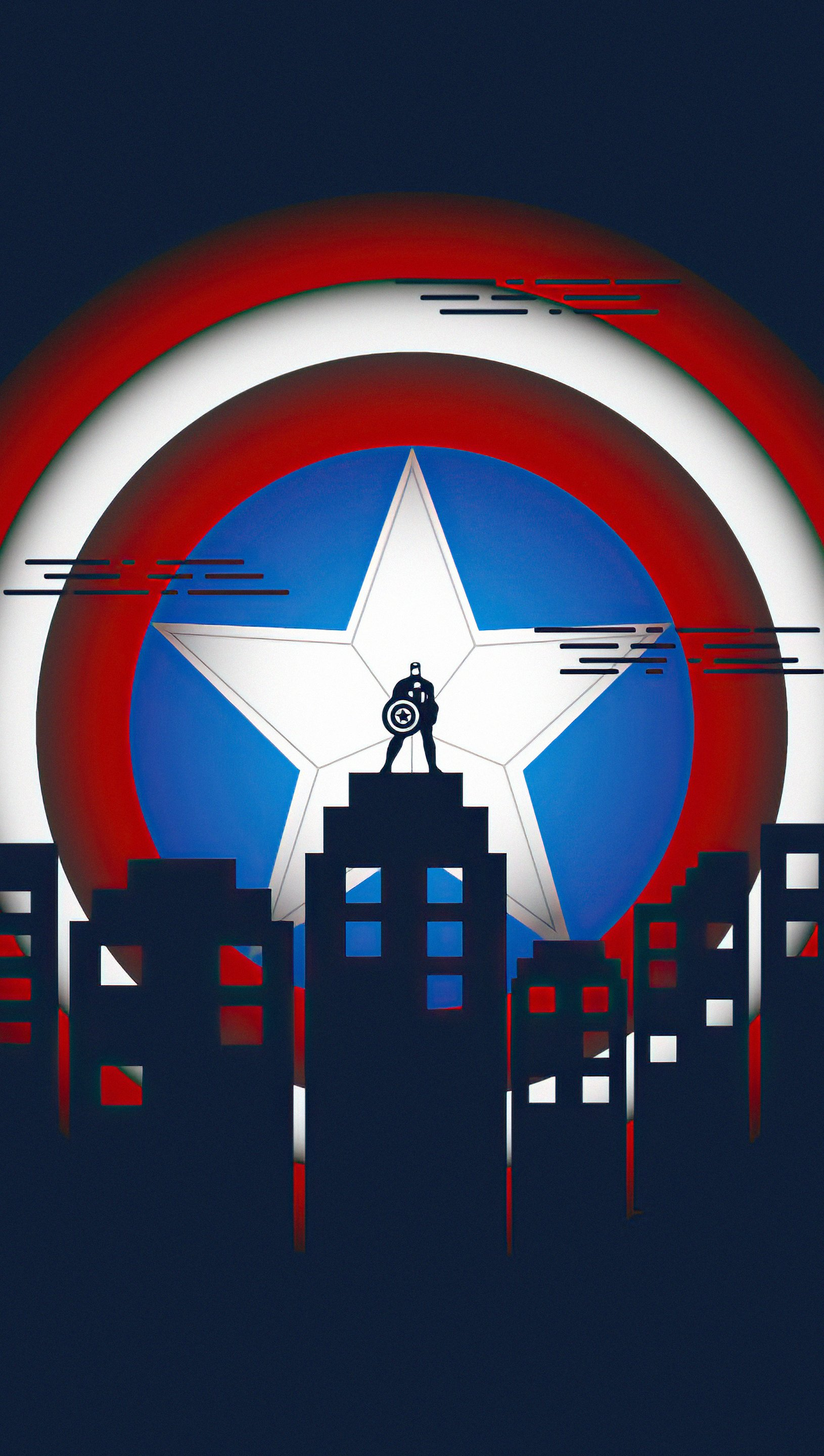 1630x2880 Captain America's shield with city Wallpaper 5k Ultra HD ID:7615