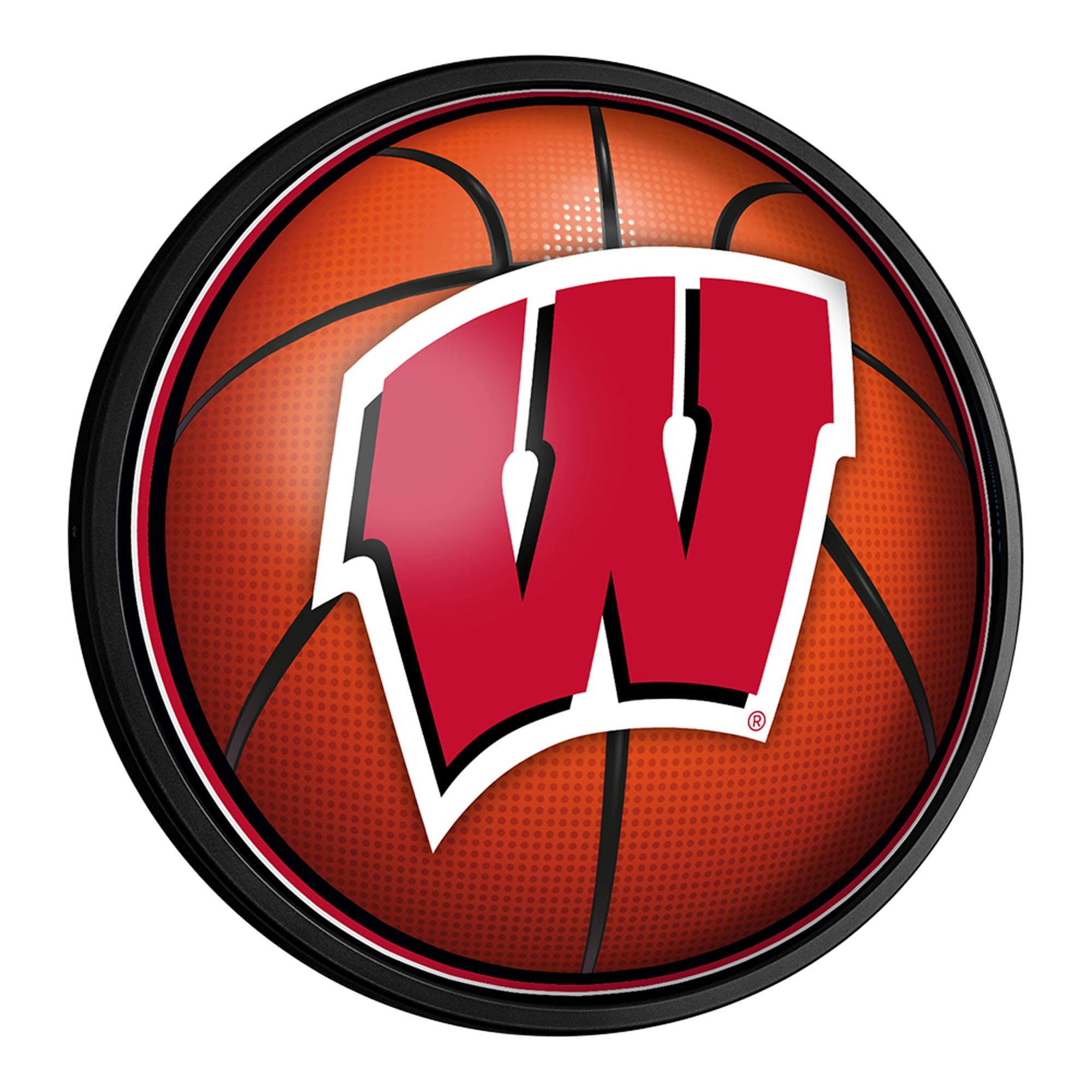 2000x2000 Wisconsin Badgers Basketball 18'' Round Slimline Illuminated Wall Sig