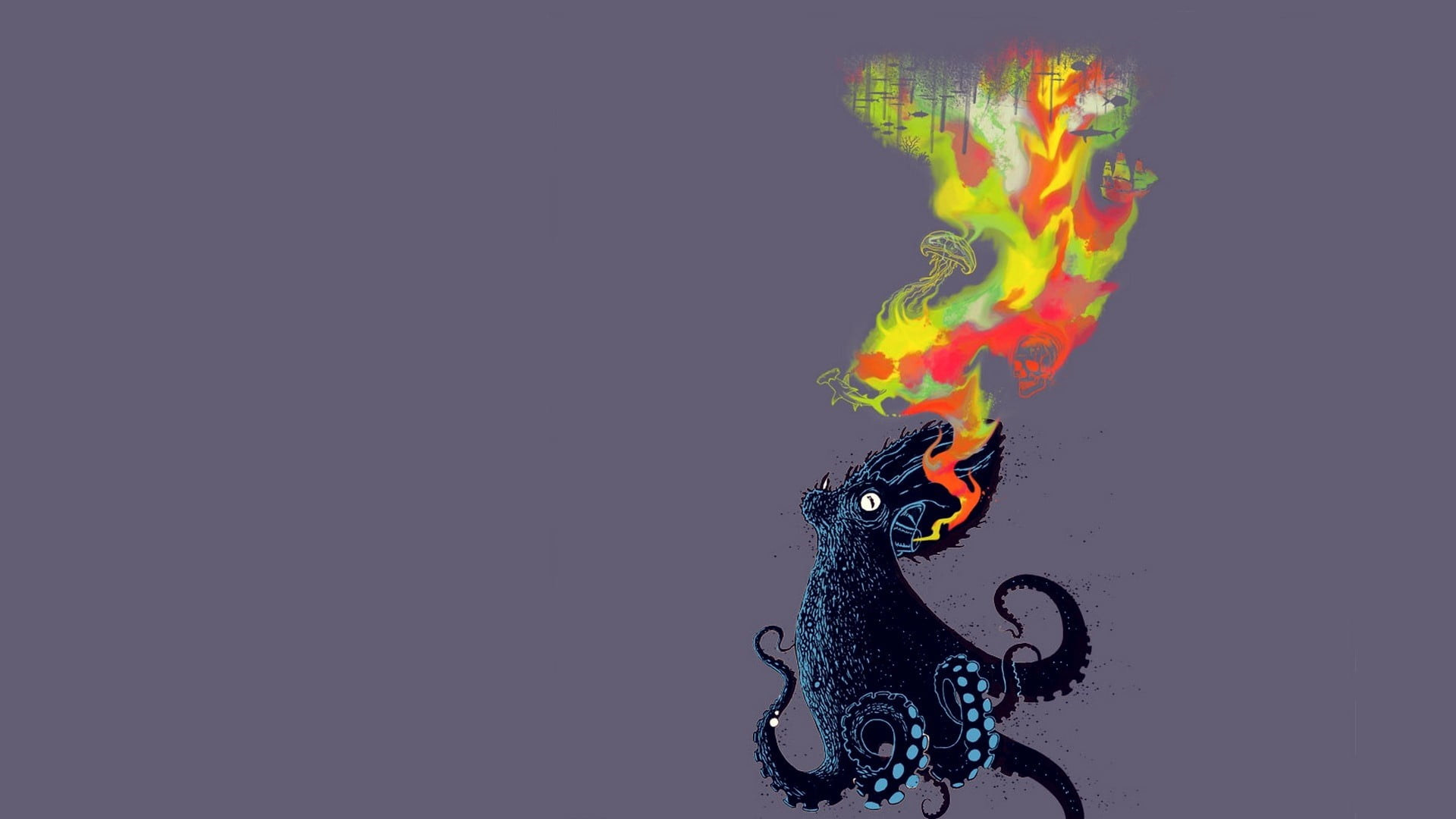 1920x1080 Black octopus illustration, octopus, artwork HD wallpaper