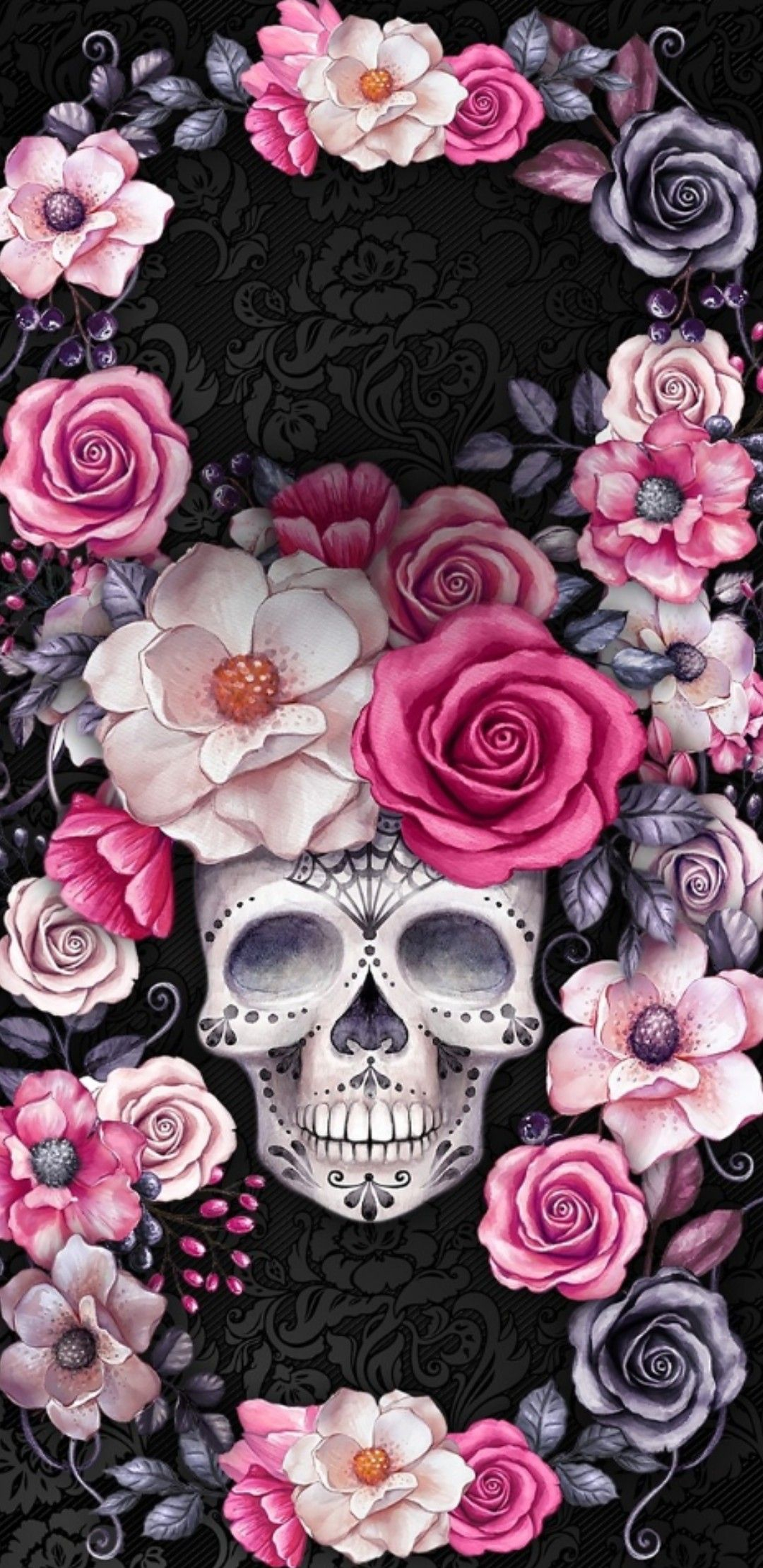 1080x2220 Pin by Kristie on Skulls | Skull wallpaper, Skull wallpaper iphone, Sugar skull wallpaper