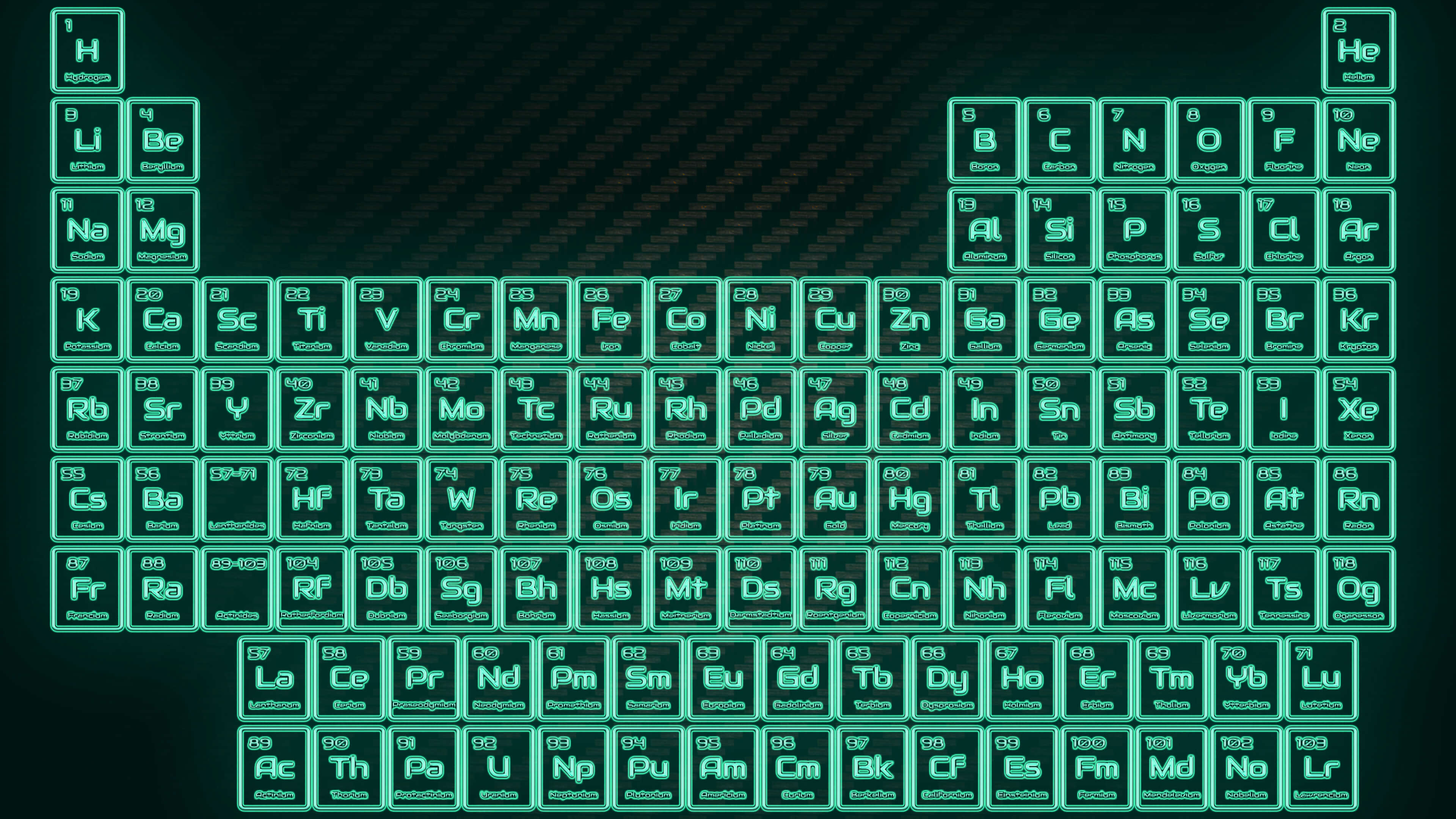 3840x2160 Neon Colored Glowing Tube Periodic Table Wallpapers