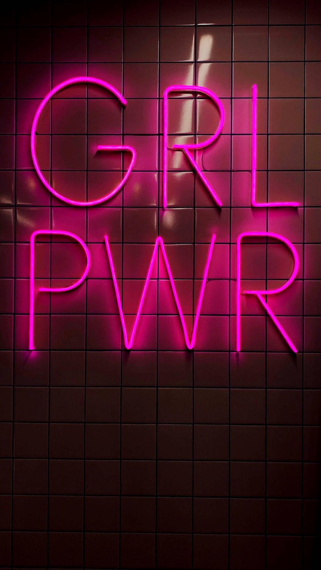 1080x1920 Download Neon Pink Aesthetic Girl Power Wallpaper