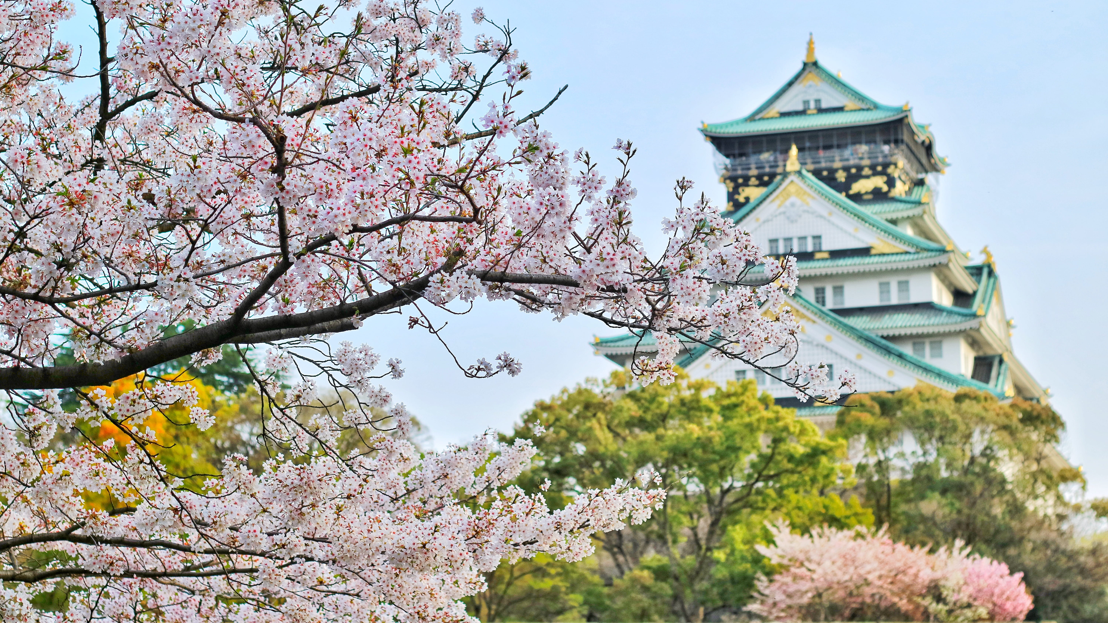 3840x2160 Osaka Castle-Achtergrond Click Wallpapers
