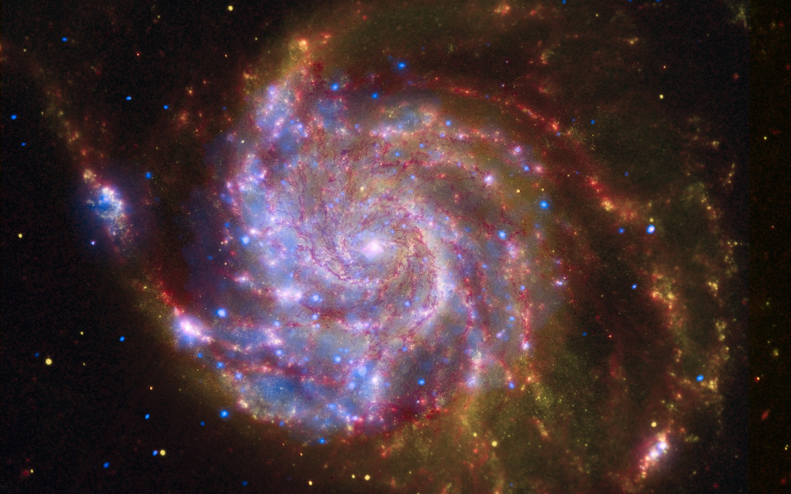 2560x1600 Purple and red galaxy, space, galaxy, spiral galaxy, digital art HD wallpaper