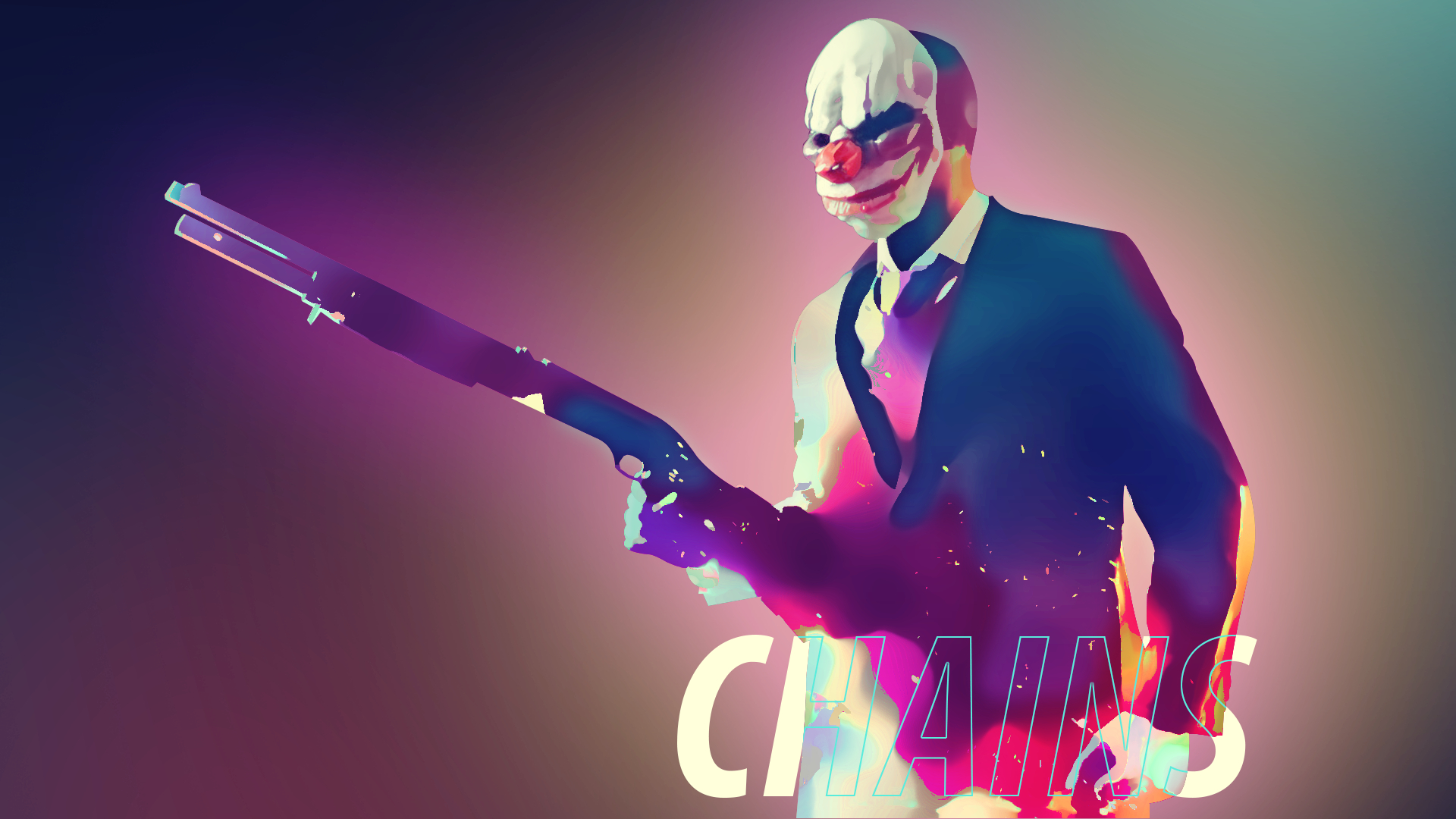 1920x1080 I made some Payday 2 Wallpapers inspired by Cyberworm360's Hotline Miami Posters : r/paydaytheheist