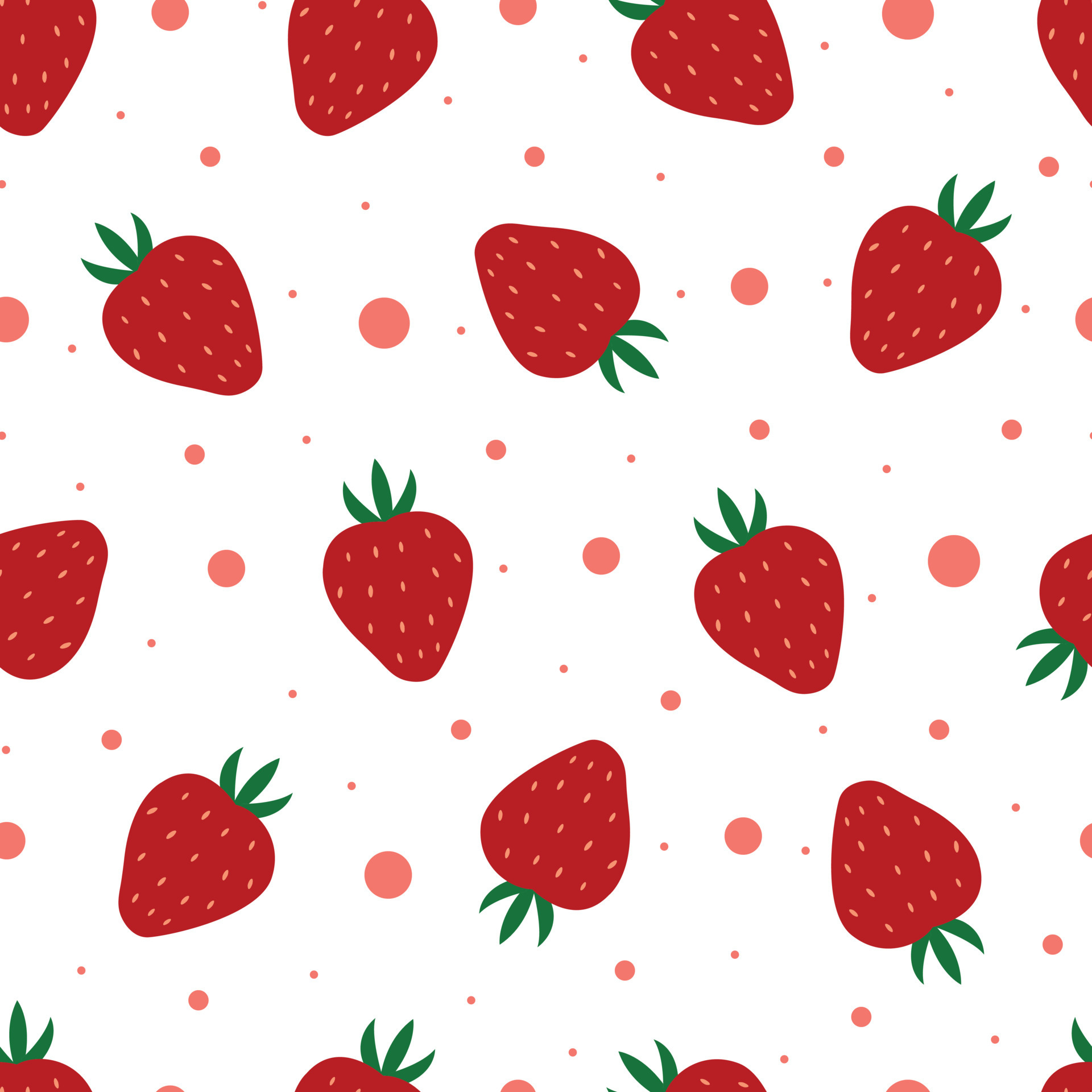 1920x1920 Strawberry seamless pattern fruit background hand drawn in cartoon style Used for printing, wallpaper, textile Vector illustration 4552565 Vector Art