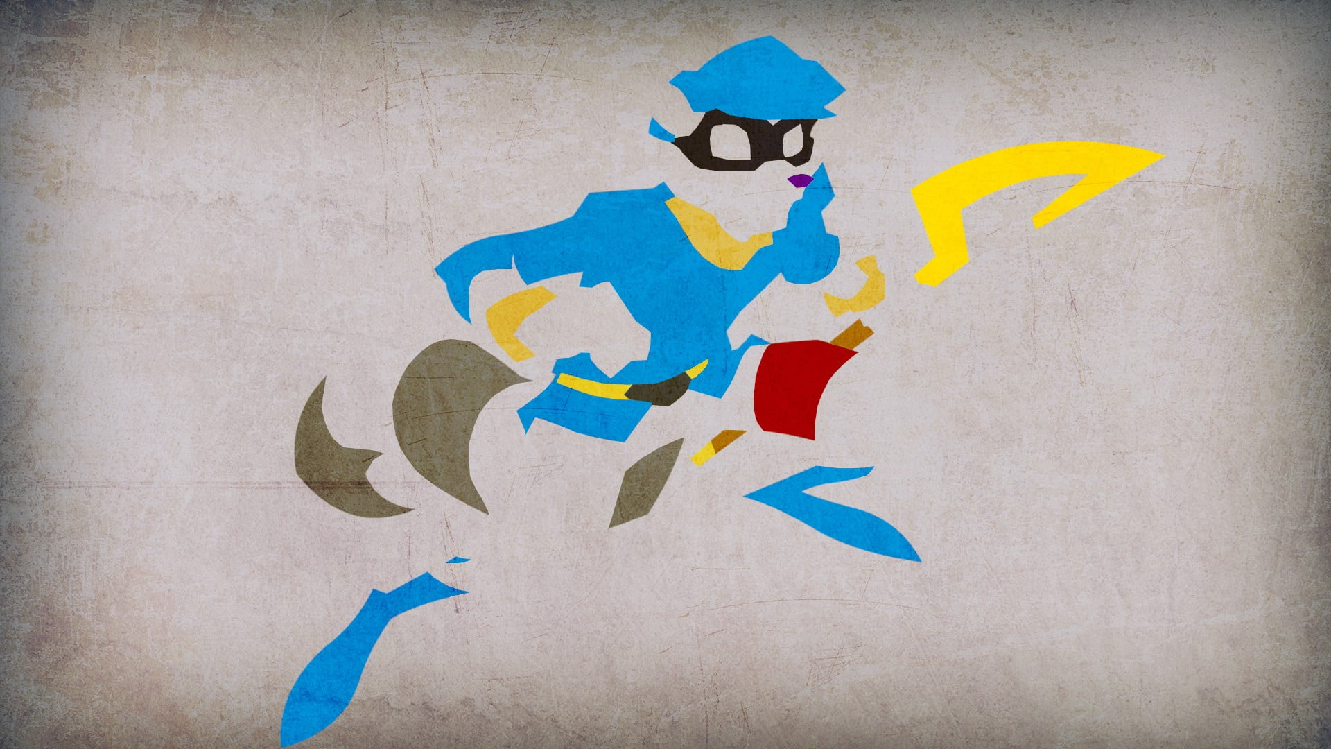 1920x1080 Blue, white, and red abstract painting, Sly Cooper, classics HD wallpaper |