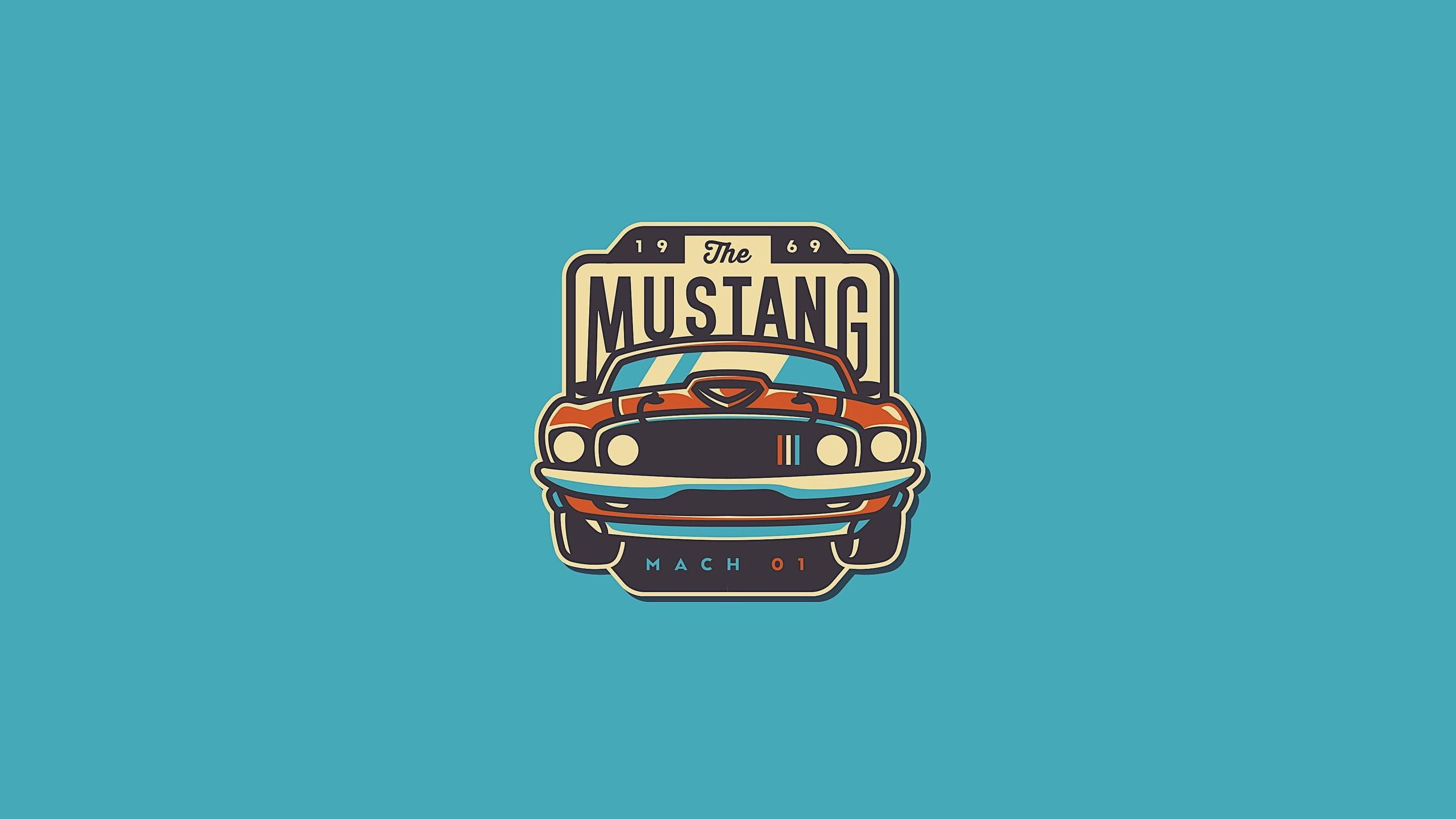 2560x1440 The Mustang logo, illustration, Ford USA, Ford Mustang, fastback mach 1 HD wallpaper