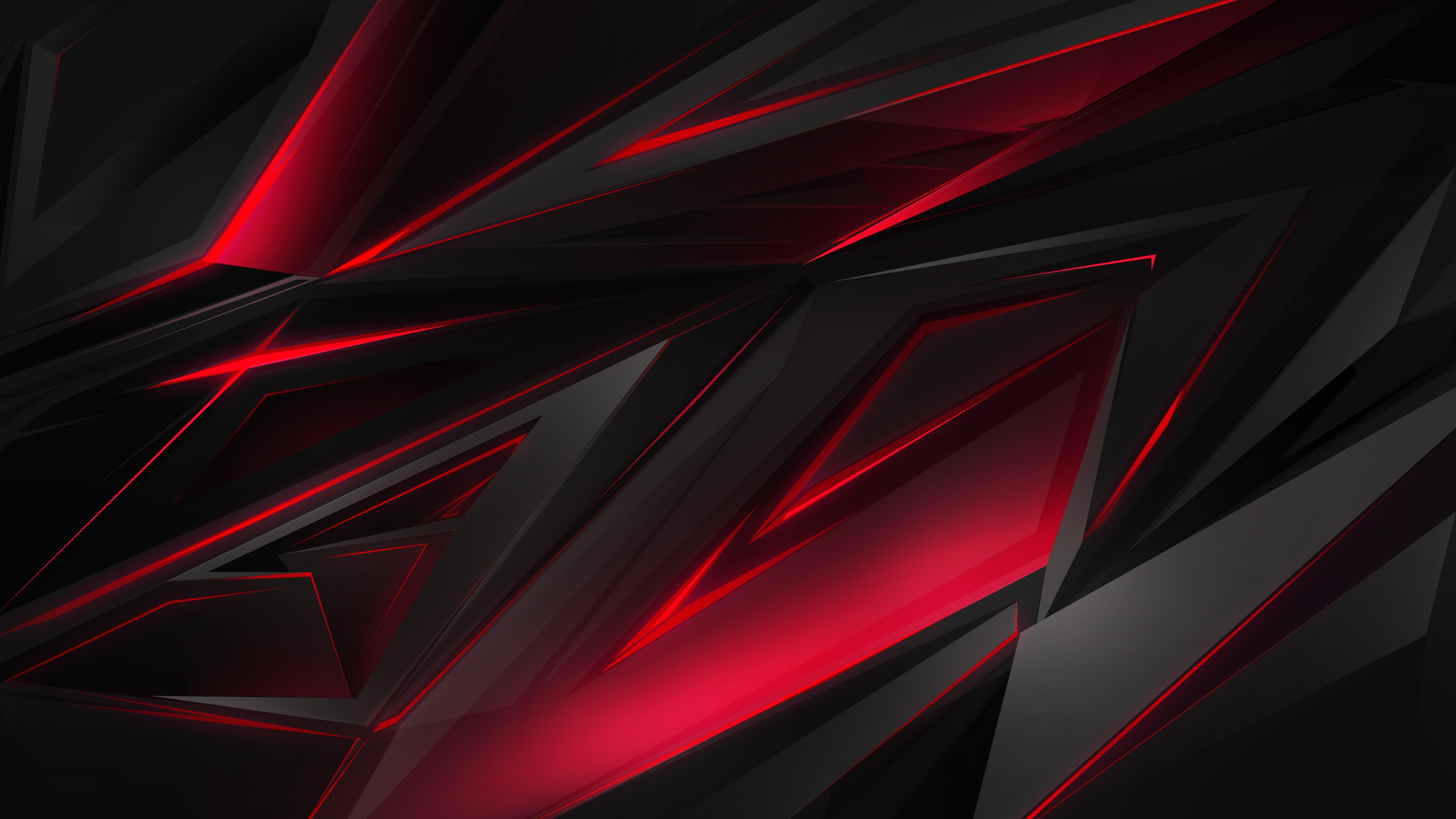 3840x2160 Black Red Abstract Polygon 3D 4K Wallpaper #45