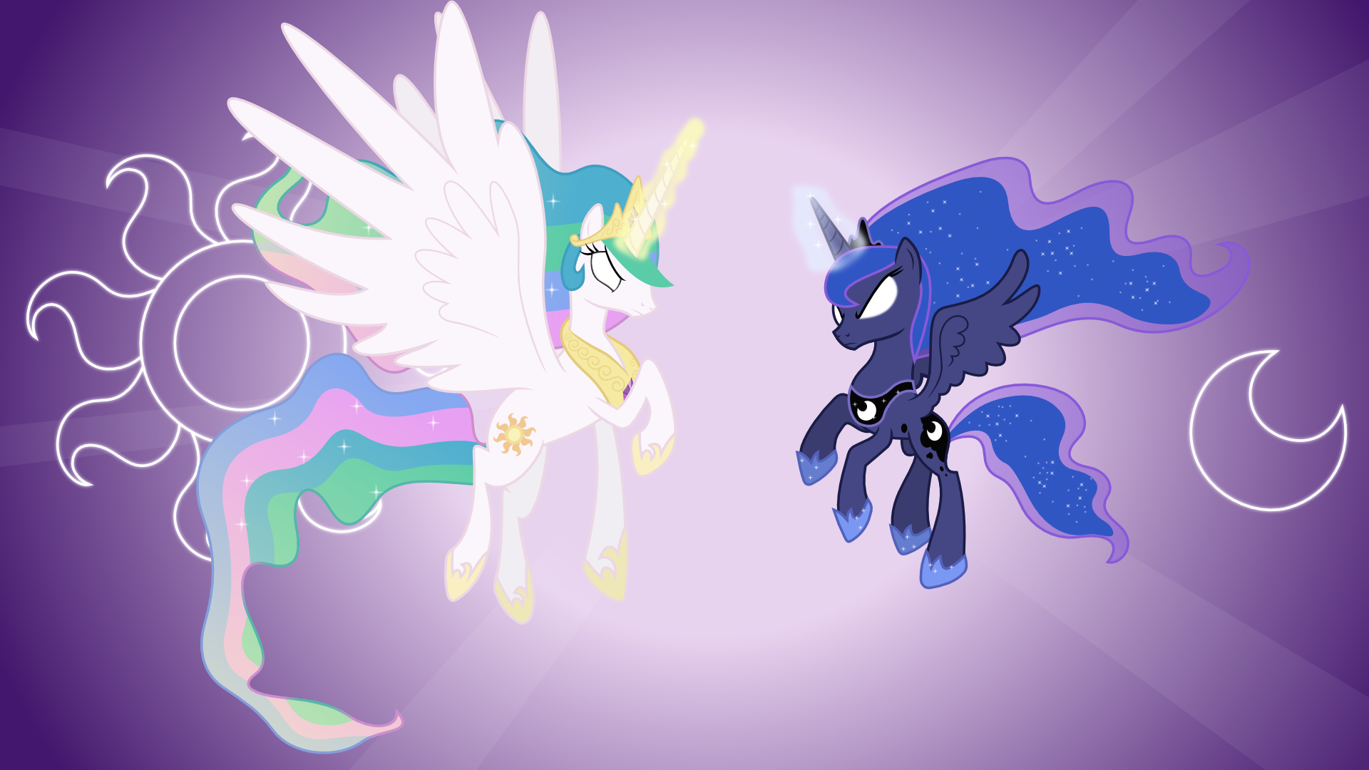 1920x1080 Celestia and Luna Attacking (Wallpapers) by 90Sigma