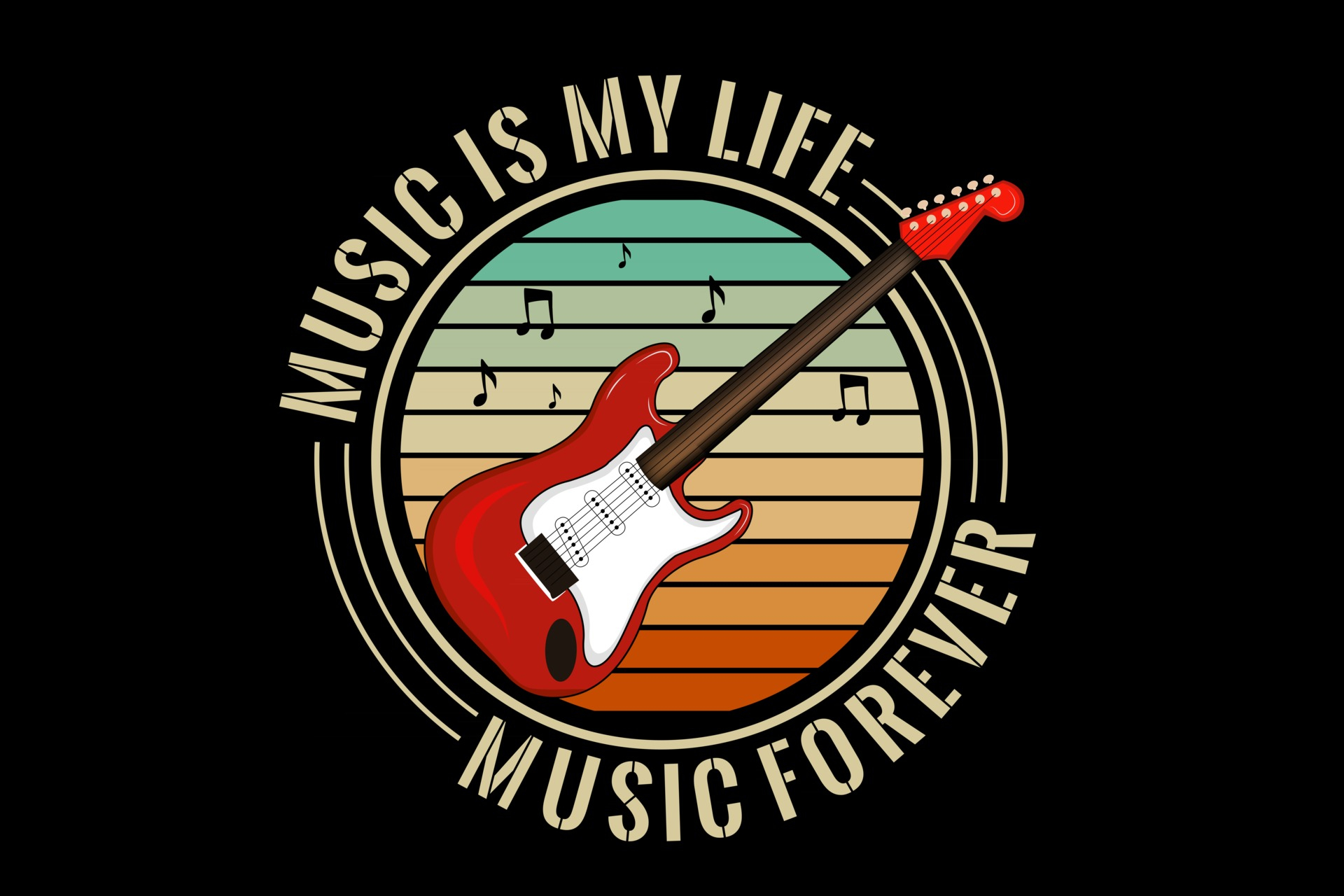 1920x1280 music is my life silhouette design with retro background 2786968 Vector Art