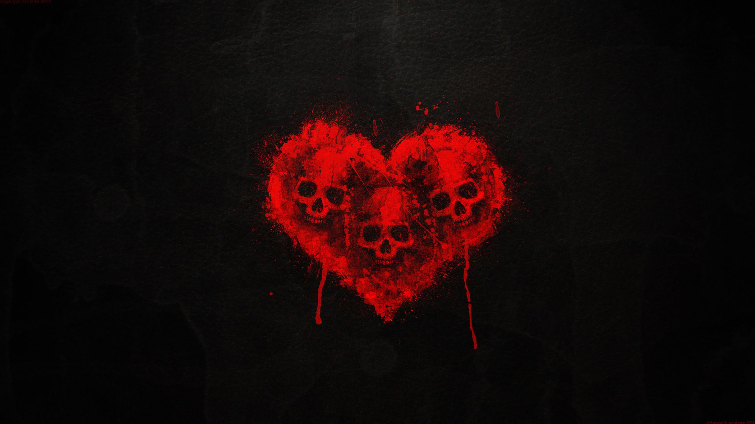 2560x1440 Artistic Heart Painting Red Skull Wallpaper Resolution: ID:1069475