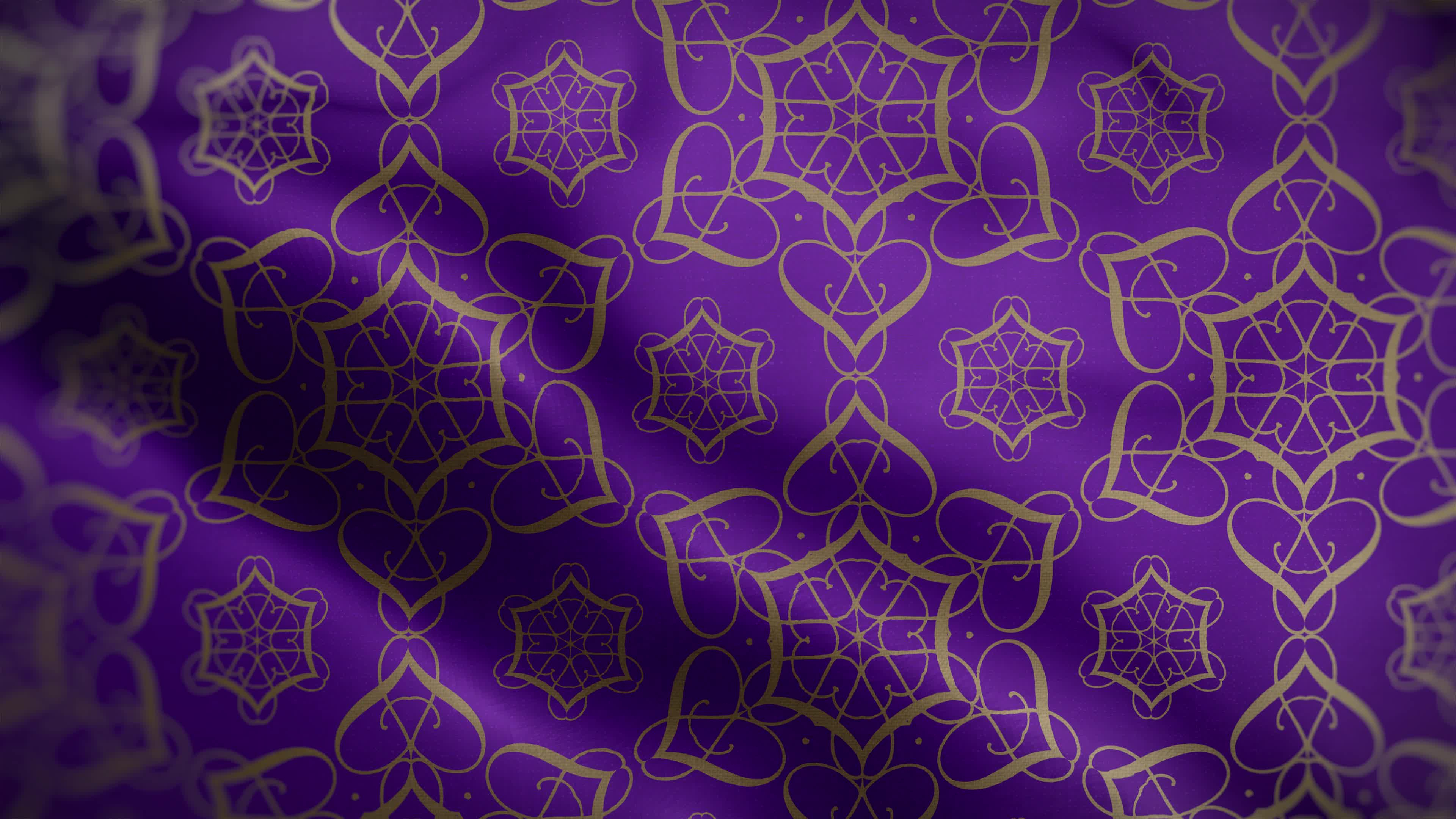 3840x2160 Royal Purple Flag with Gold Luxury Pattern Background 3201403 Stock Vide