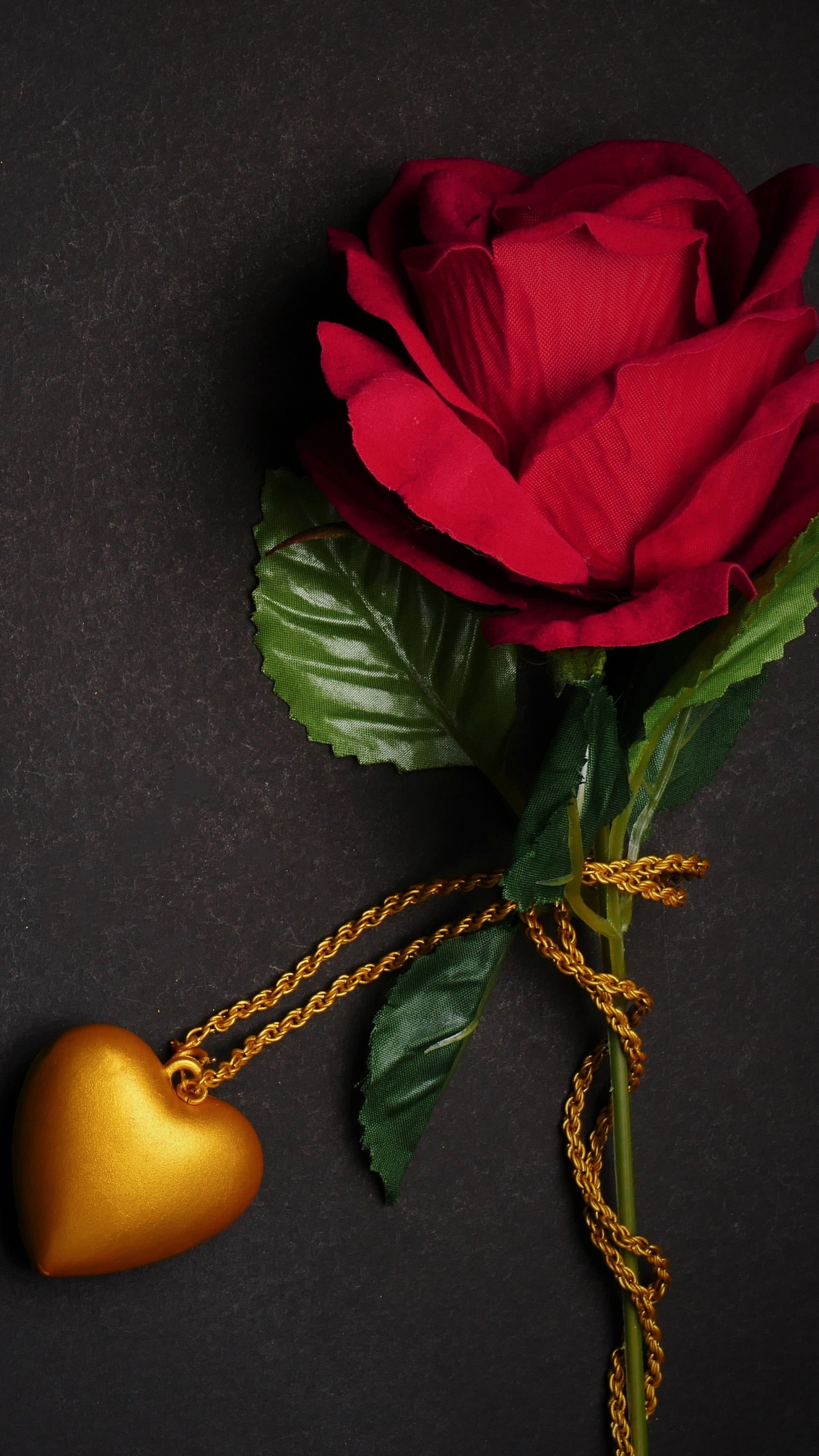 1440x2560 Red Rose with Heart Mobile Abyss