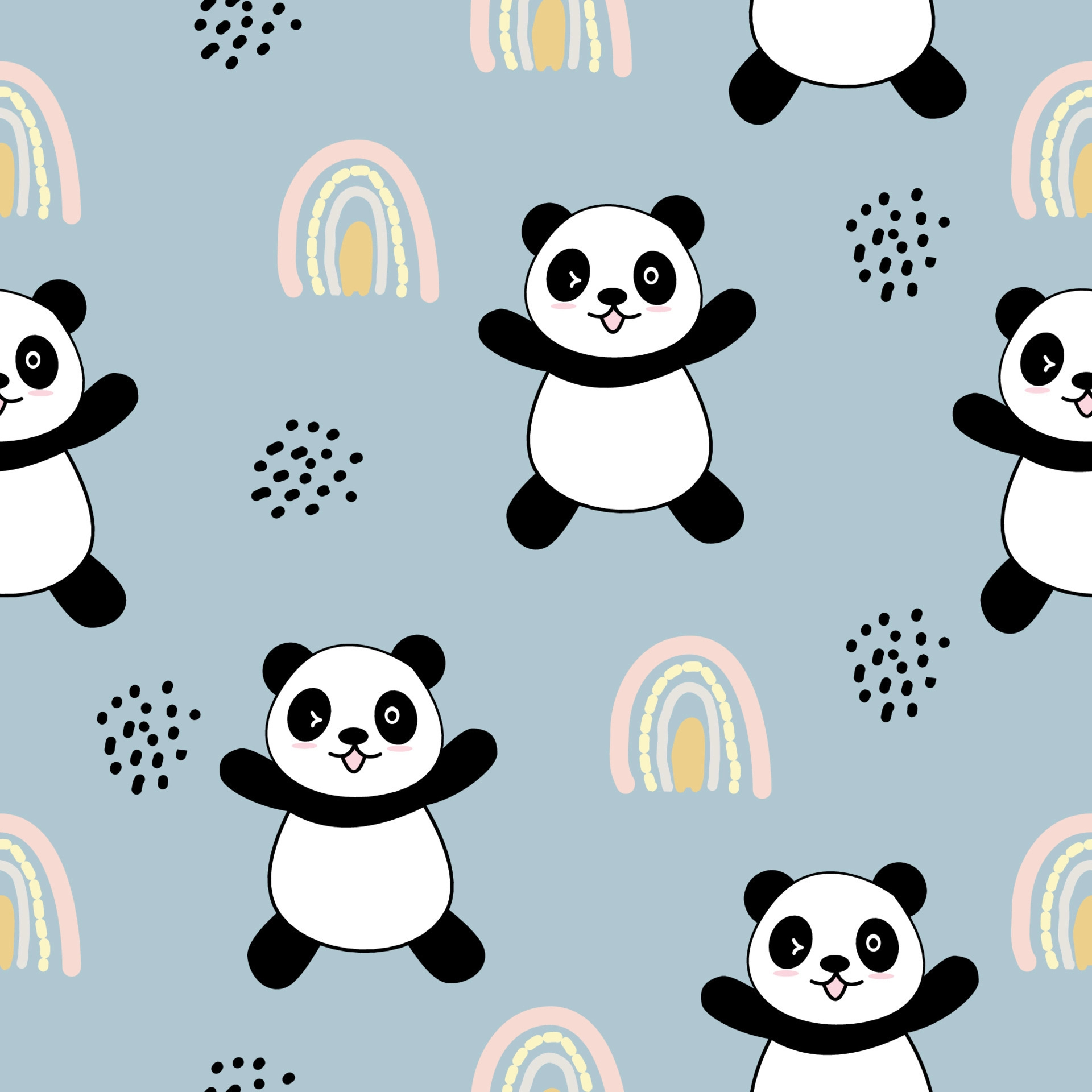 1920x1920 Cute Panda Seamless Pattern Background, Cartoon Panda Bears Vector illustration, Creative kids for fabric, wrapping, textile, wallpaper, apparel. 7888292 Vector Art