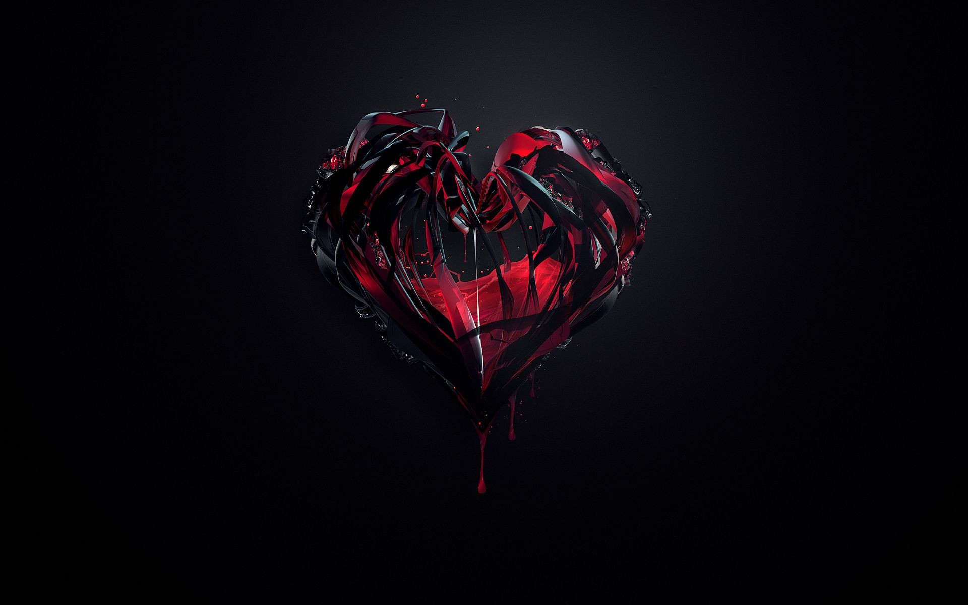 1920x1200 Red and black heart on a black background wallpaper