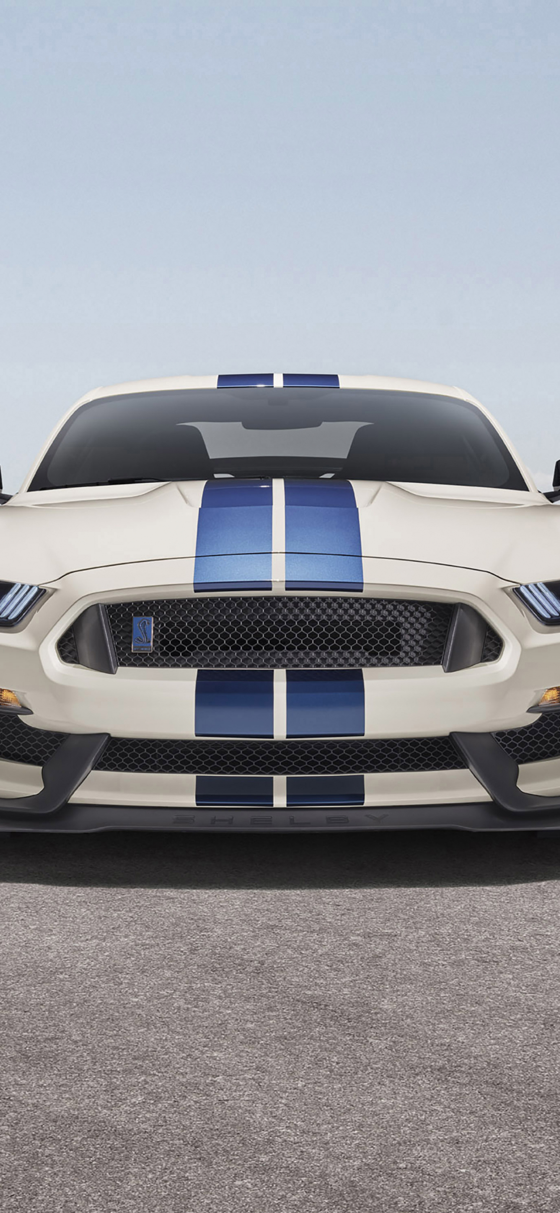 1125x2436 Download wallpaper white ford mustang shelby gt350, iphone x, hd background, 23670