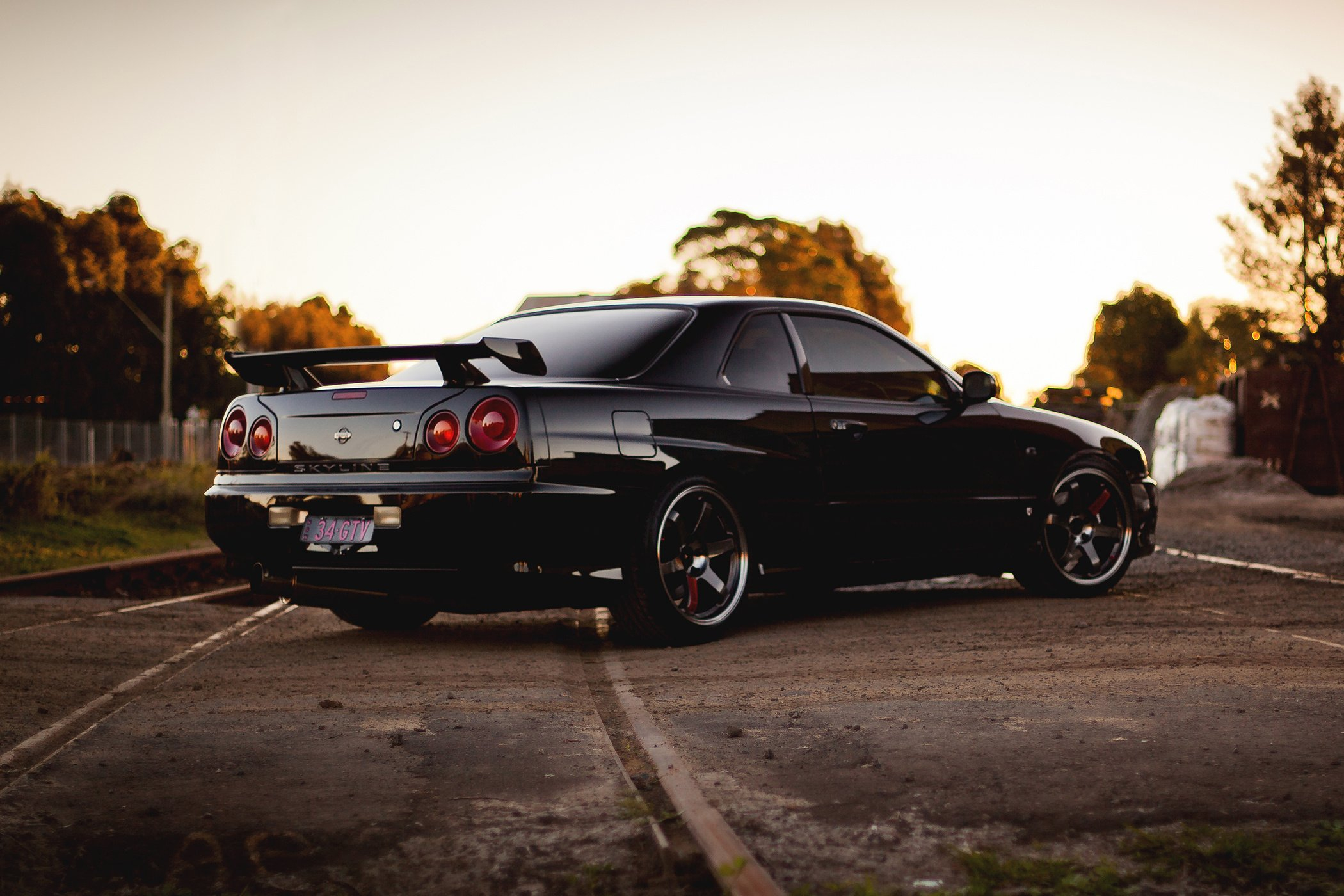 2100x1400 railroad, Skyline, R34, Nissan, Gtr, Black, Back, Tuning Wallpapers HD / Desktop and Mobile Backgrounds